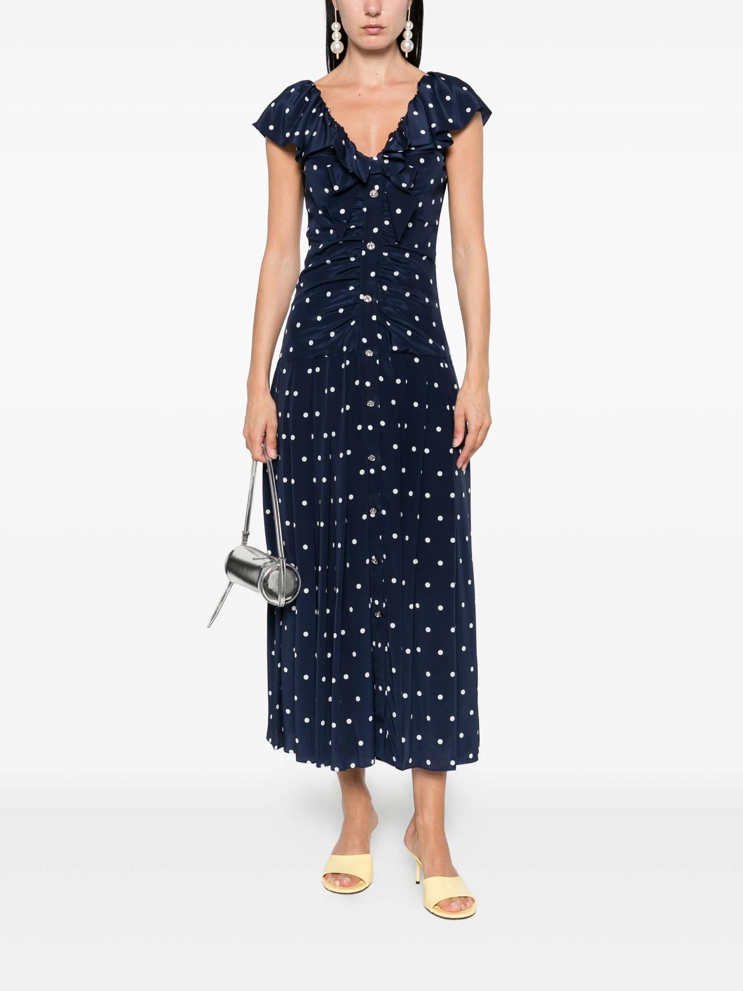 polka dot-print ruffled dress