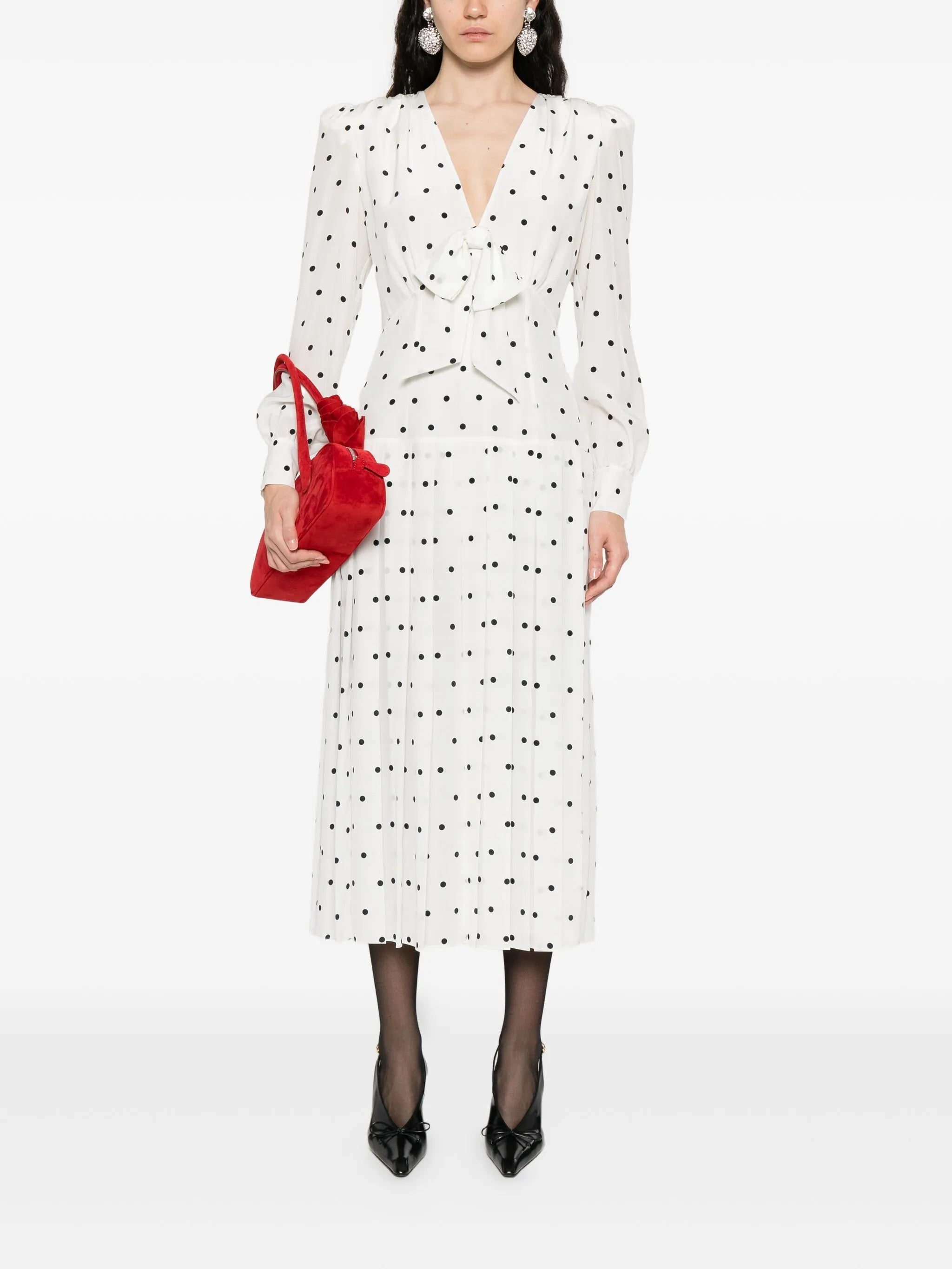 polka-dot midi dress