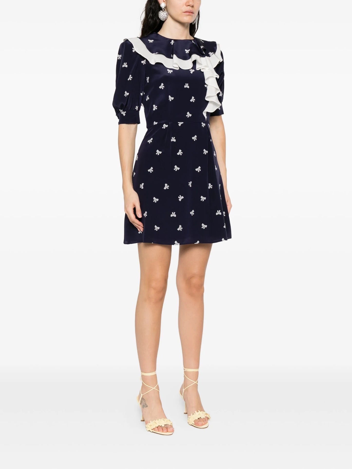 bow-print mini dress