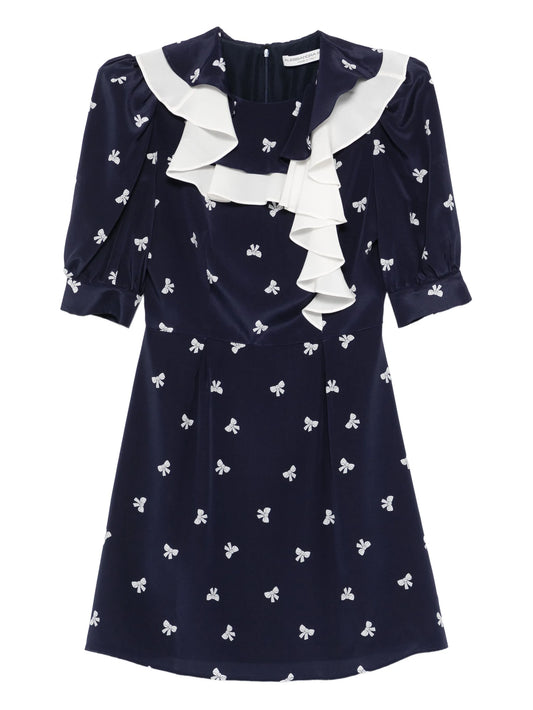 bow-print mini dress