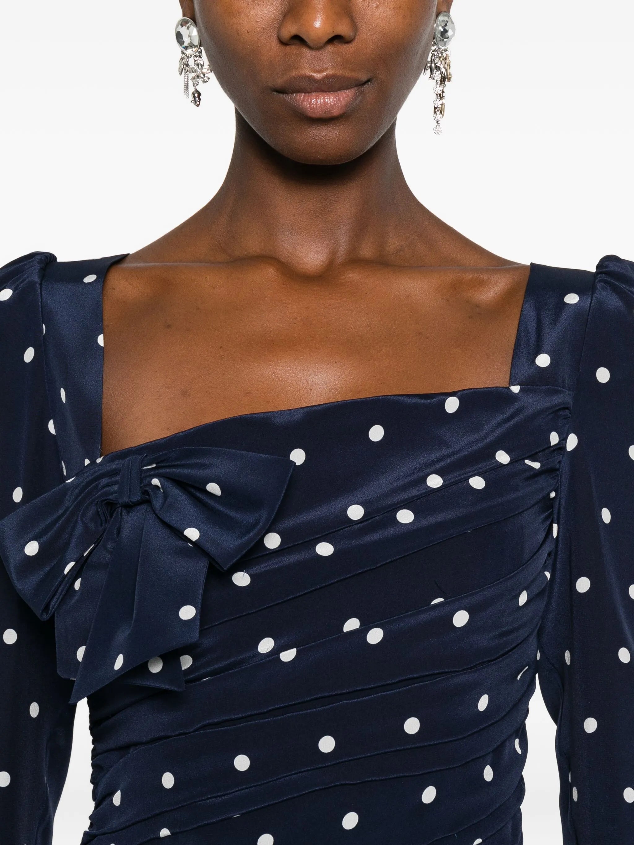 polka-dot bow mini dress