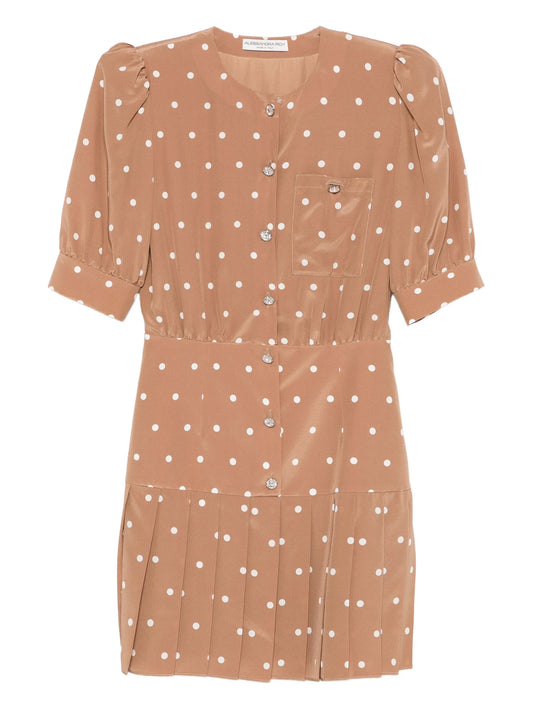 polka-dot pleated mini dress