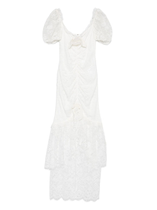 puff-sleeve lace maxi dress