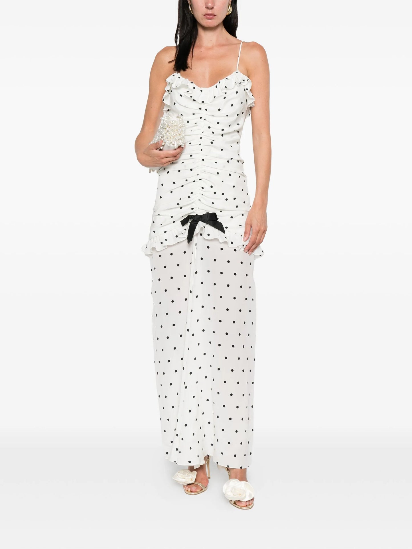 polka dot-print ruched dress