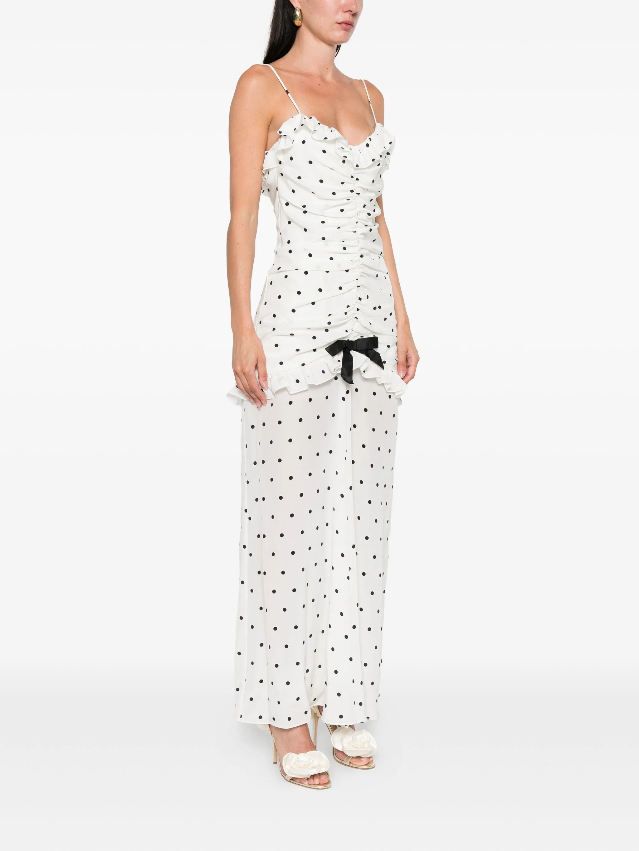polka dot-print ruched dress