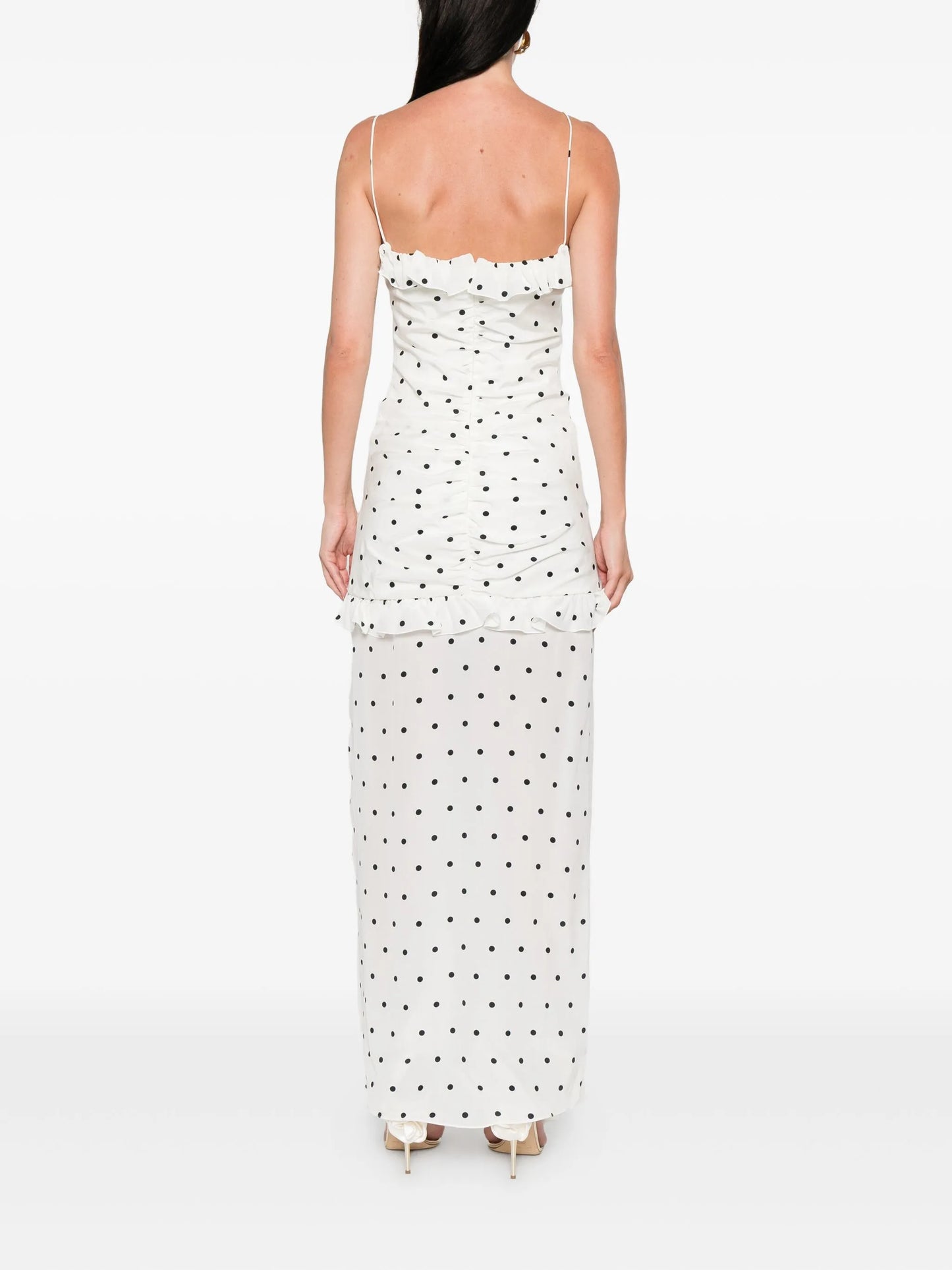polka dot-print ruched dress