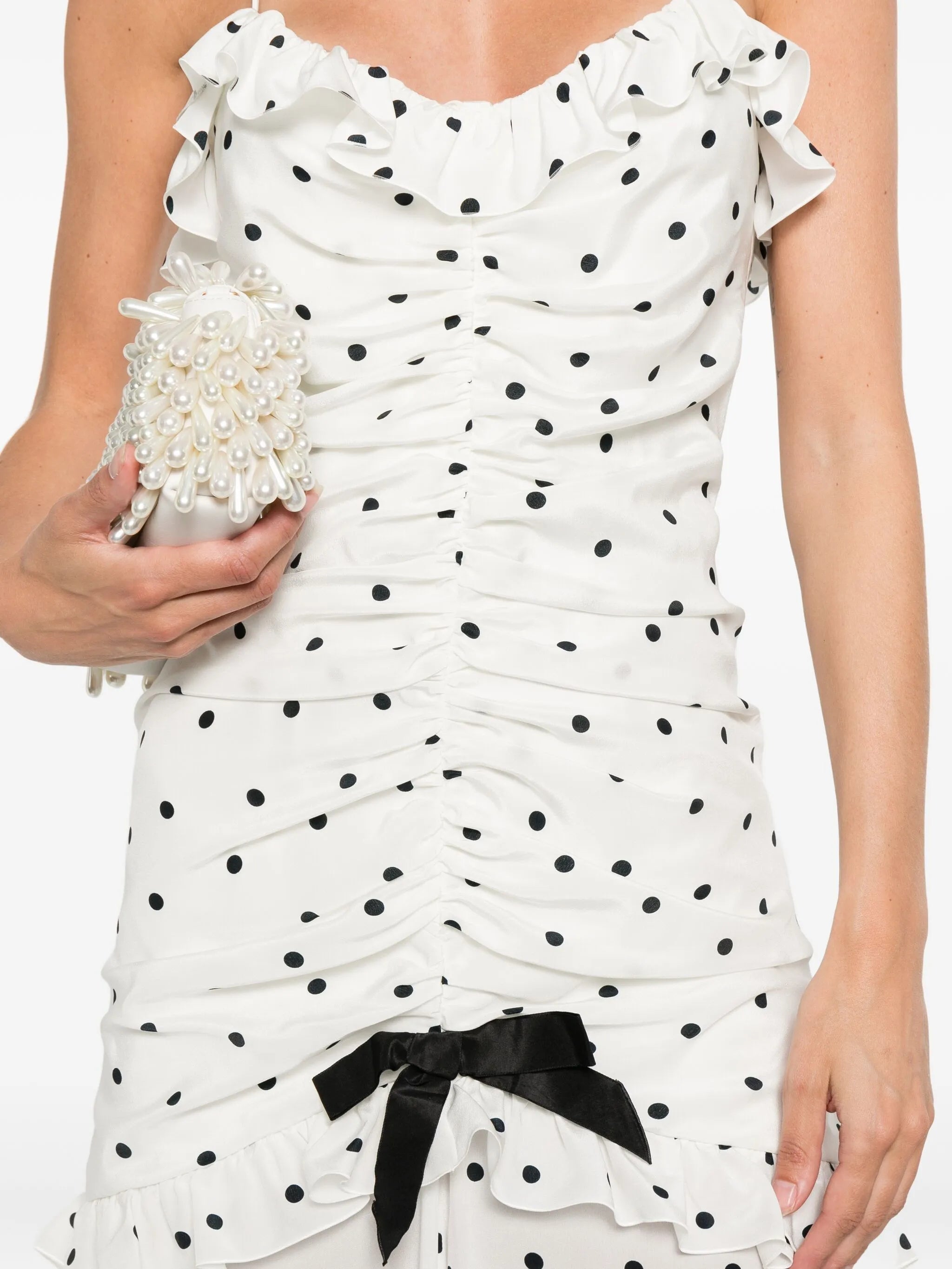 polka dot-print ruched dress