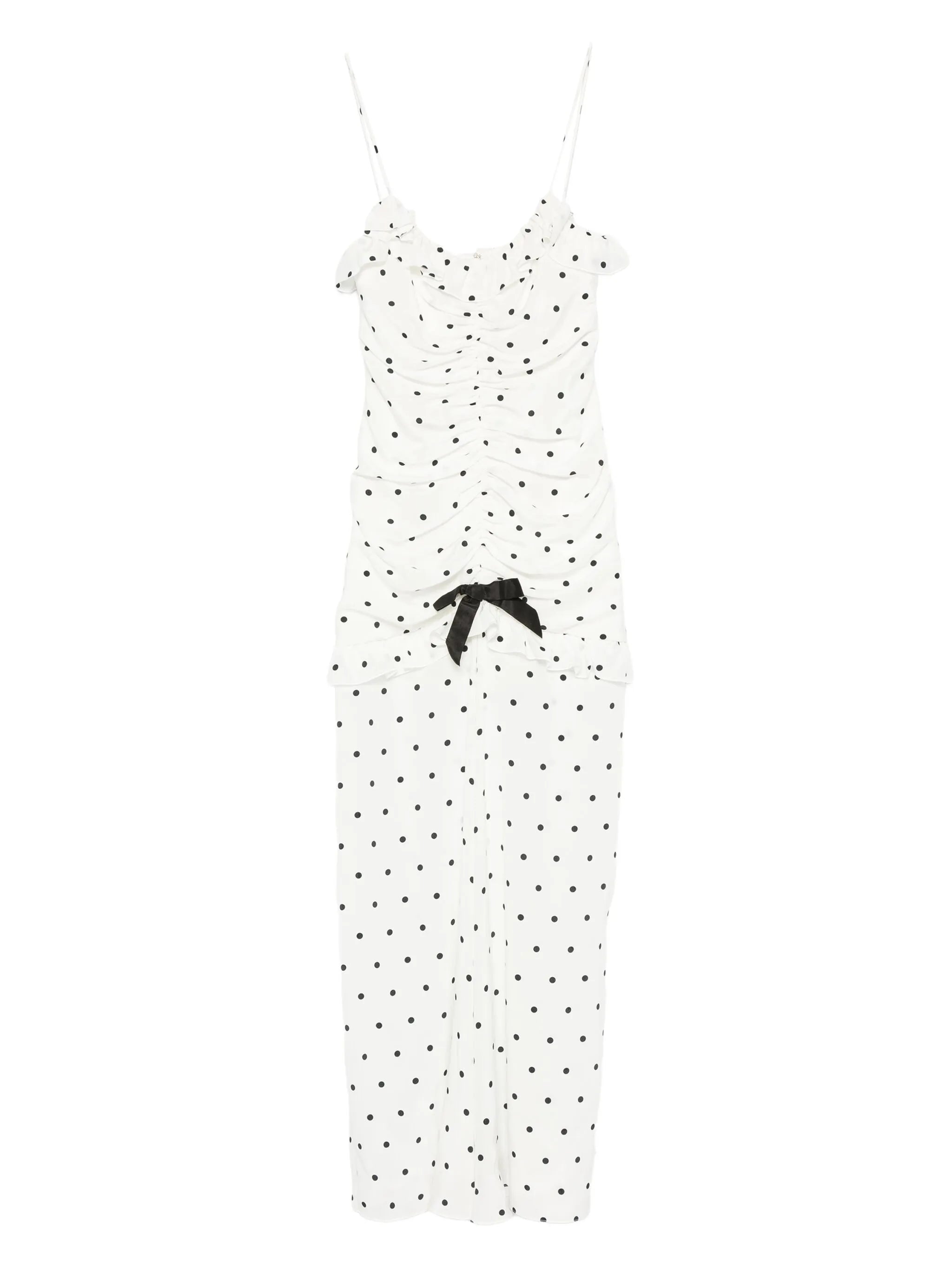 polka dot-print ruched dress