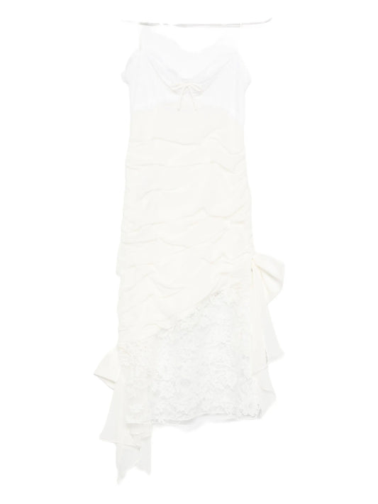 draped lace mini dress