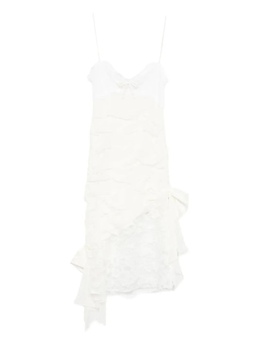 draped lace mini dress