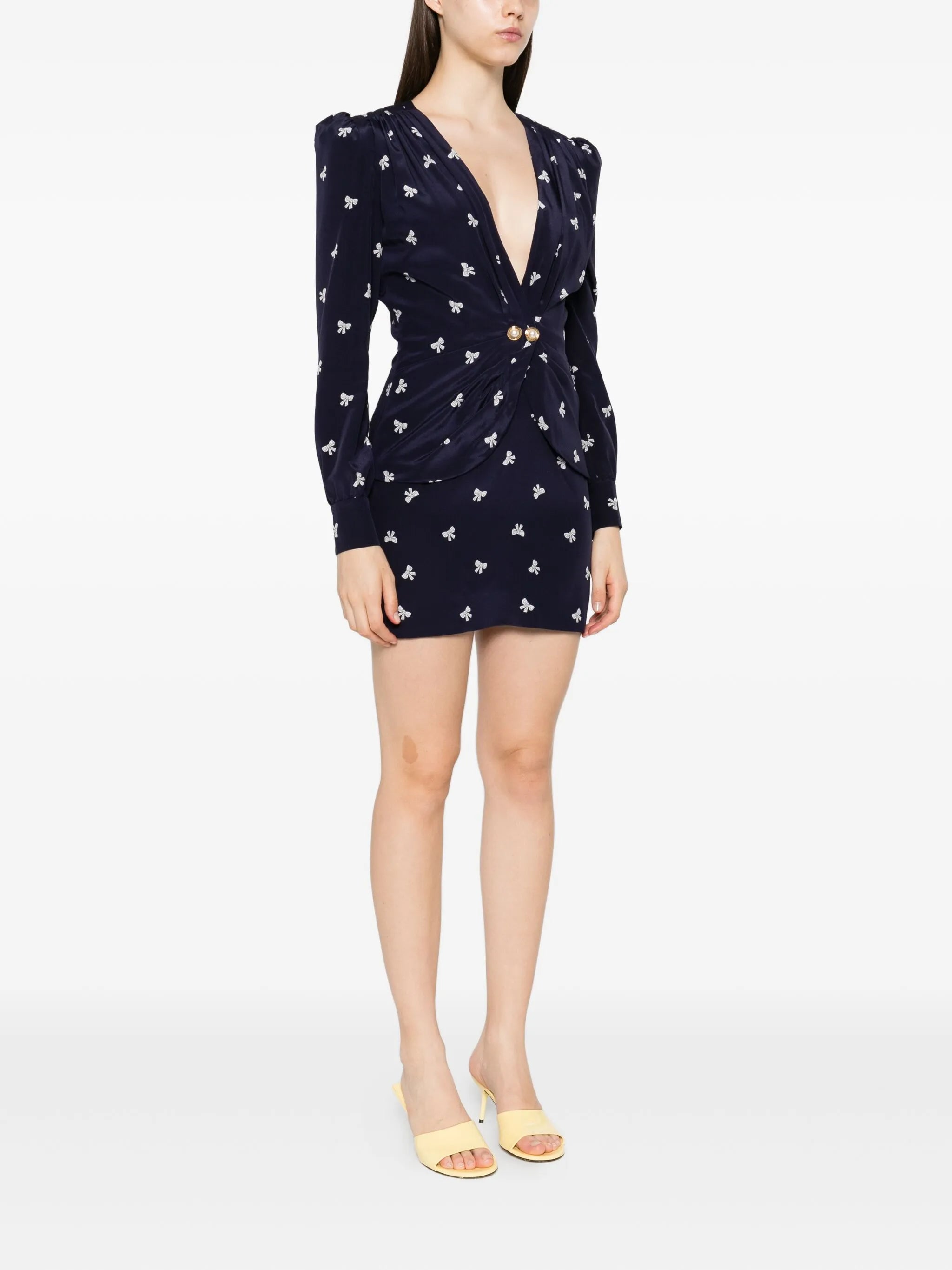 bow-print mini dress
