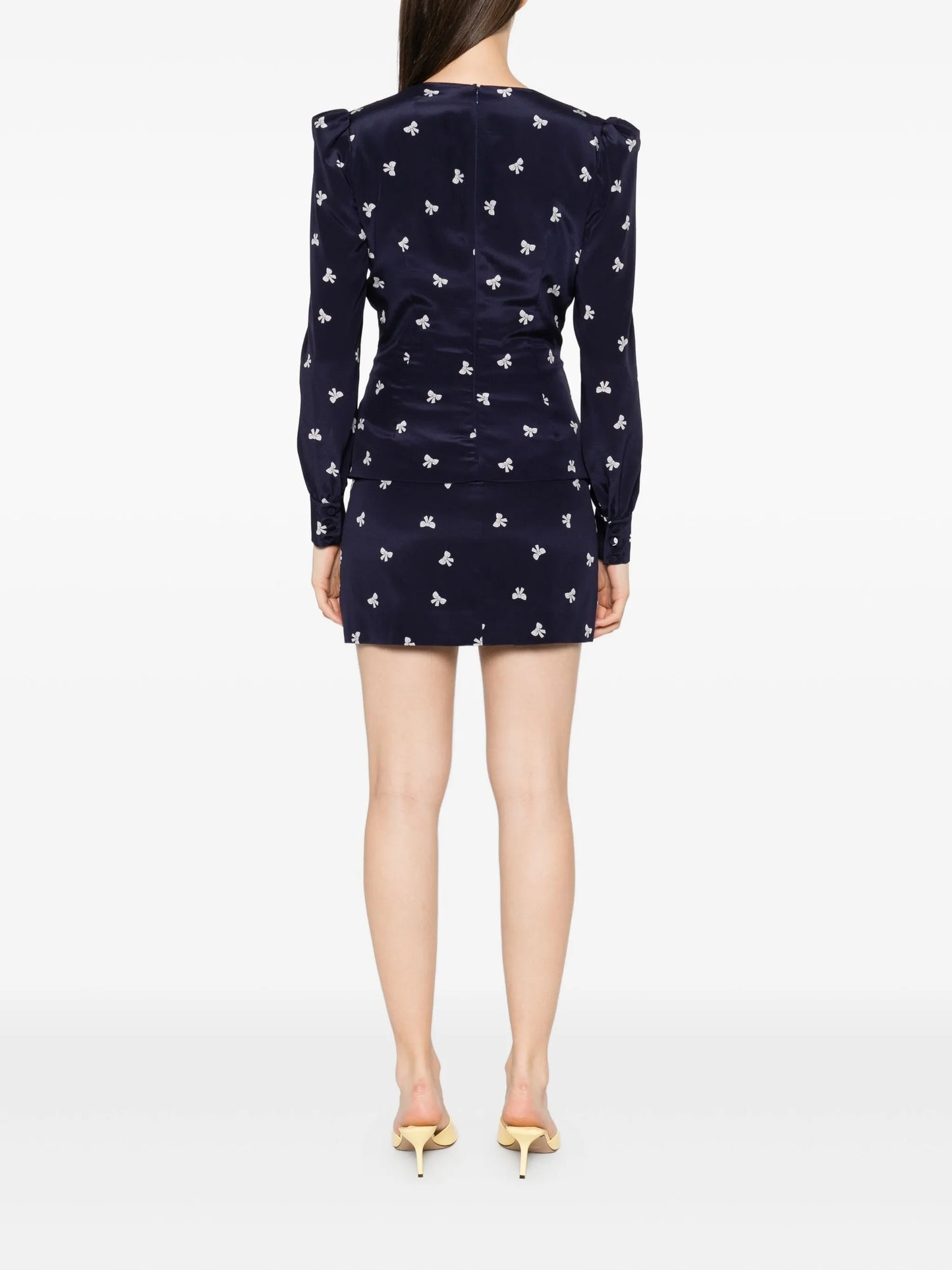 bow-print mini dress