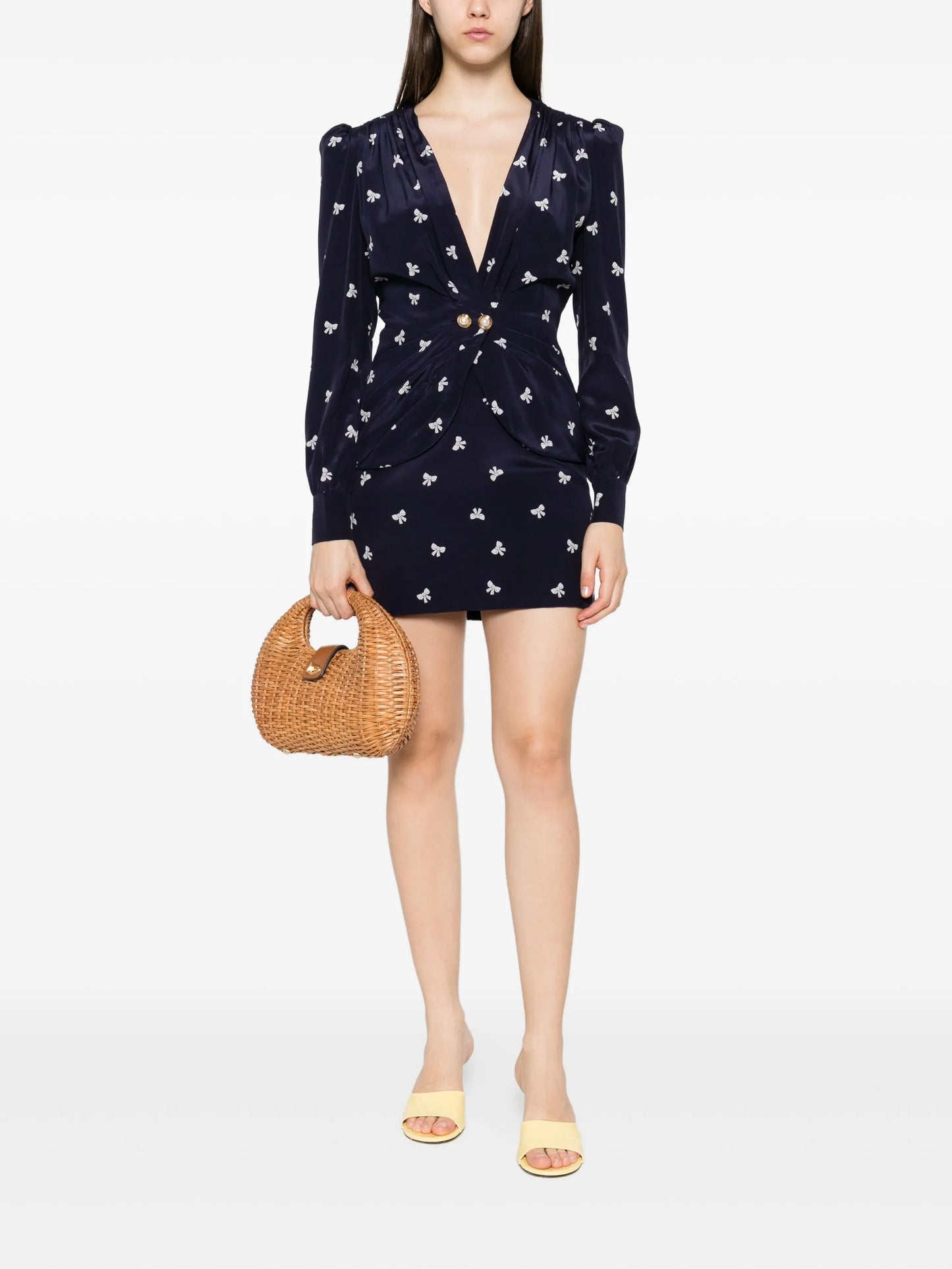 bow-print mini dress