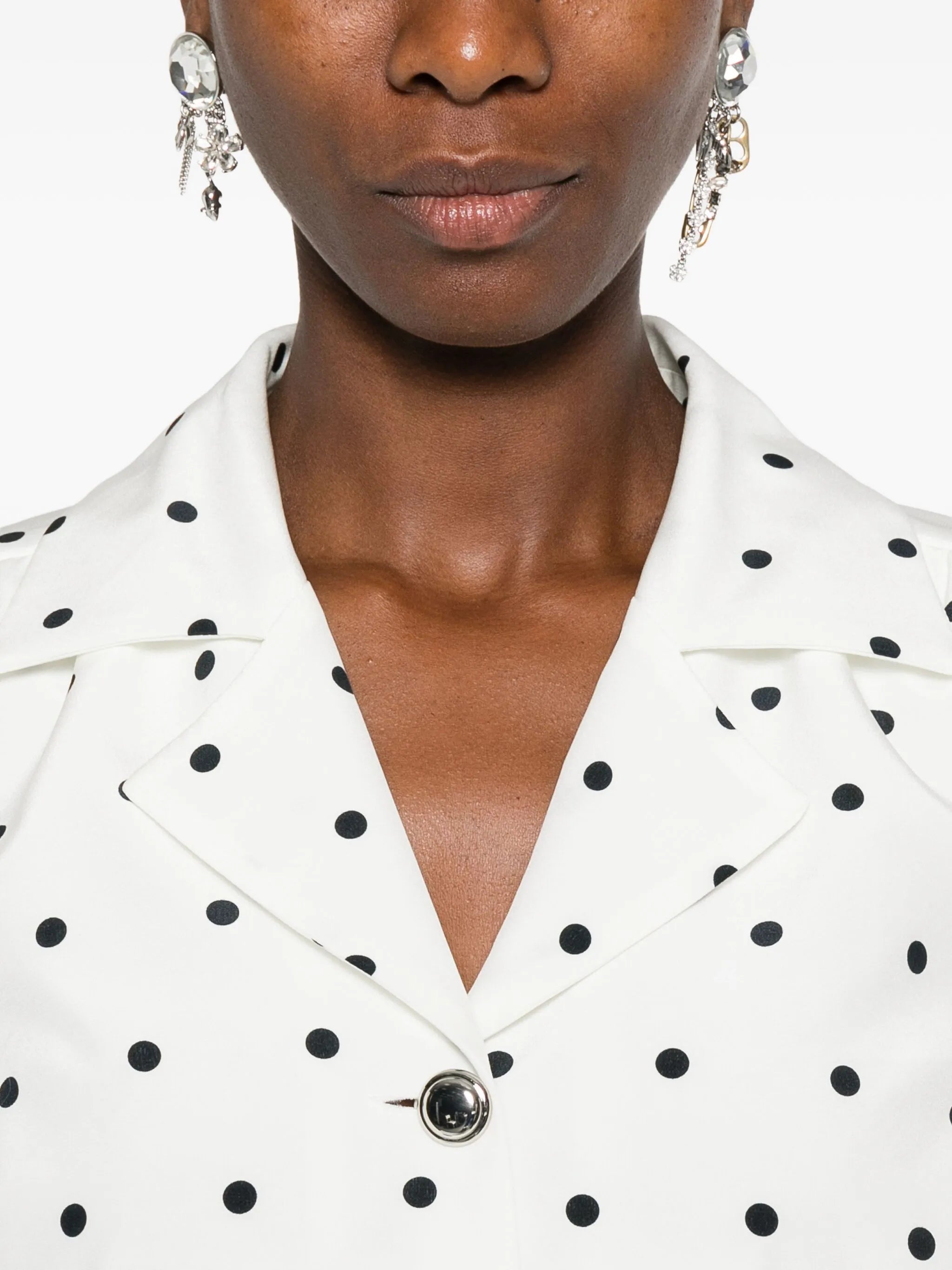 polka-dot buttoned jacket