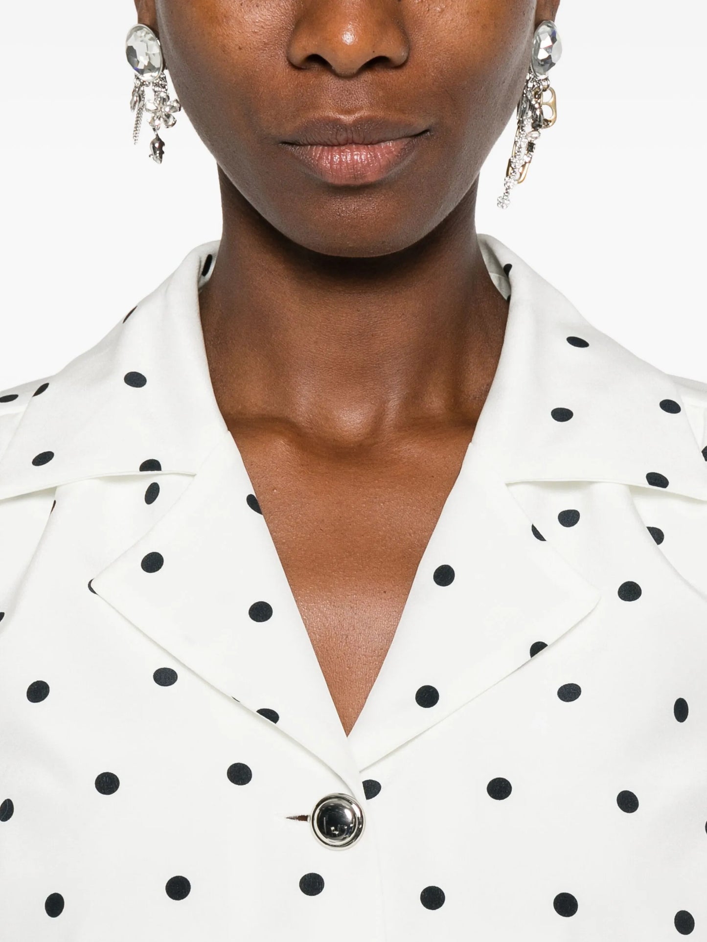 polka-dot buttoned jacket