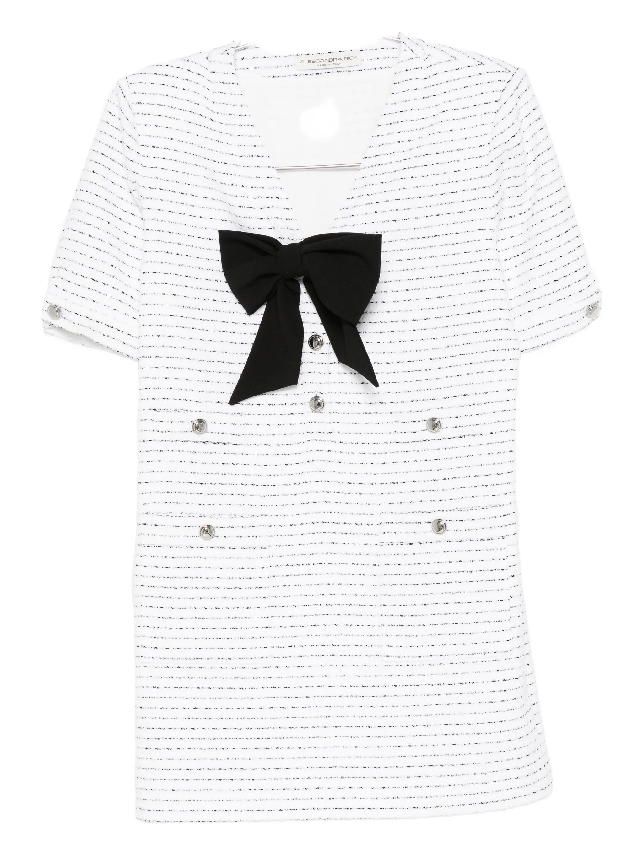 bow-detail tweed dress