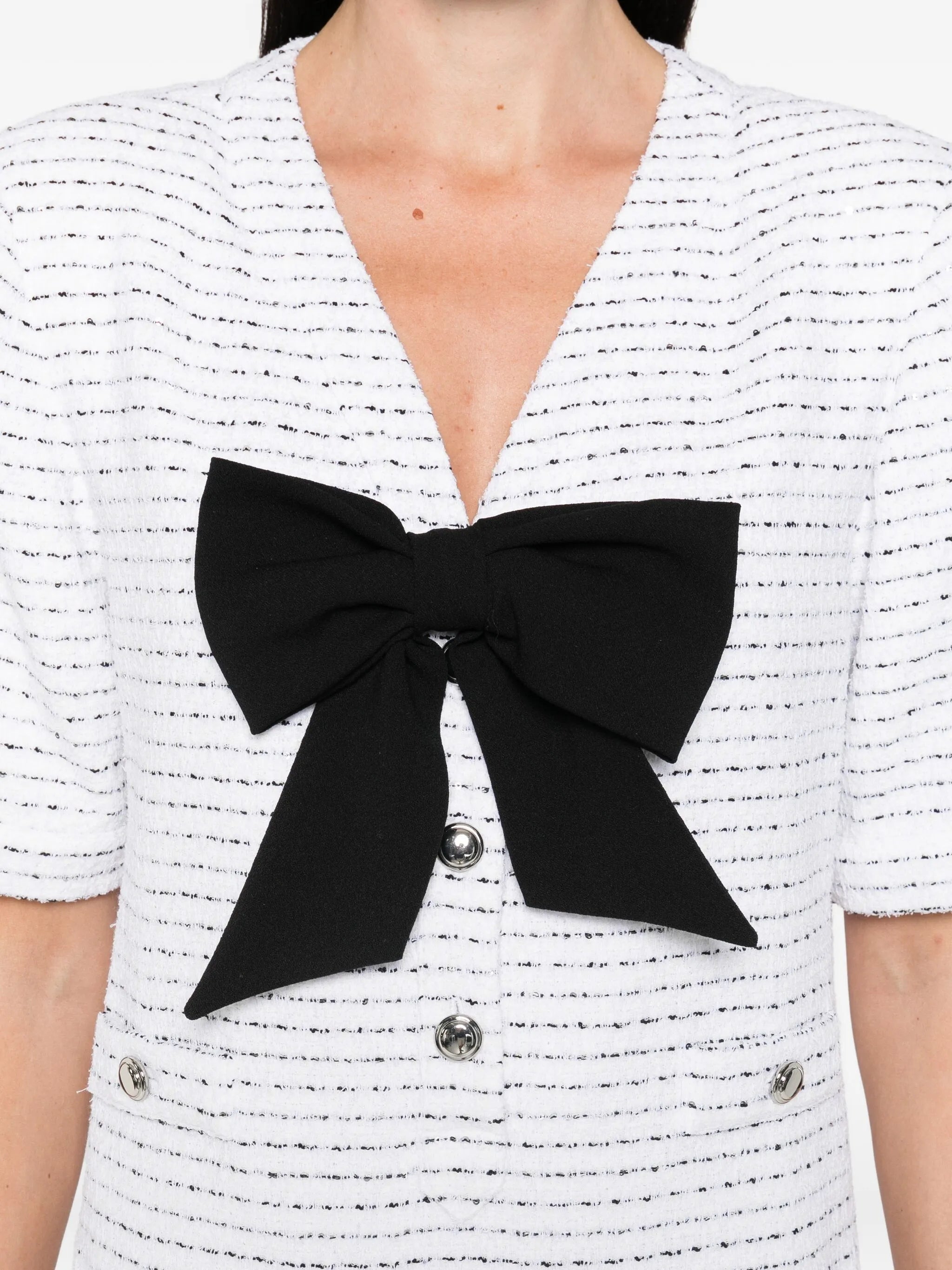 bow-detail tweed dress