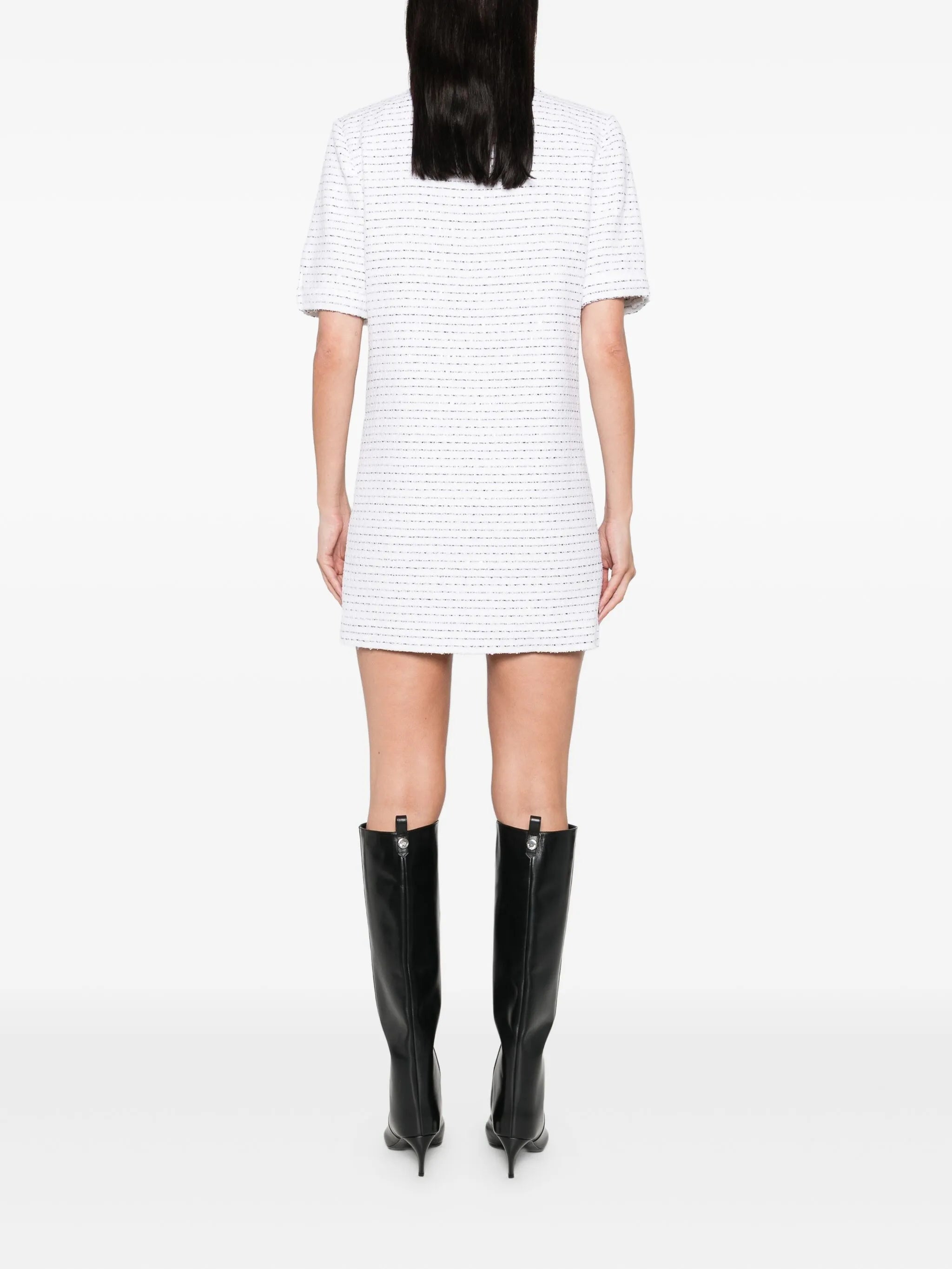 bow-detail tweed dress