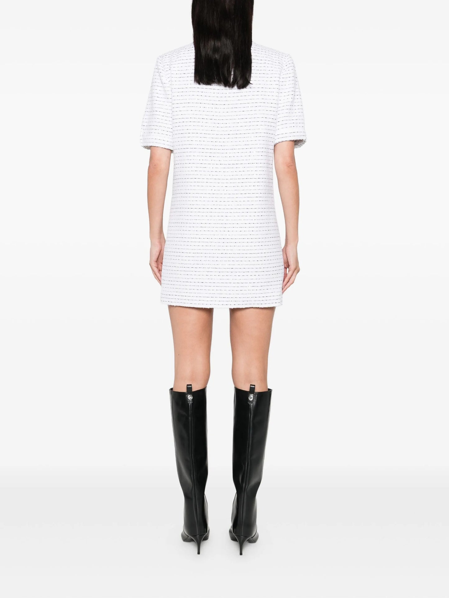 bow-detail tweed dress