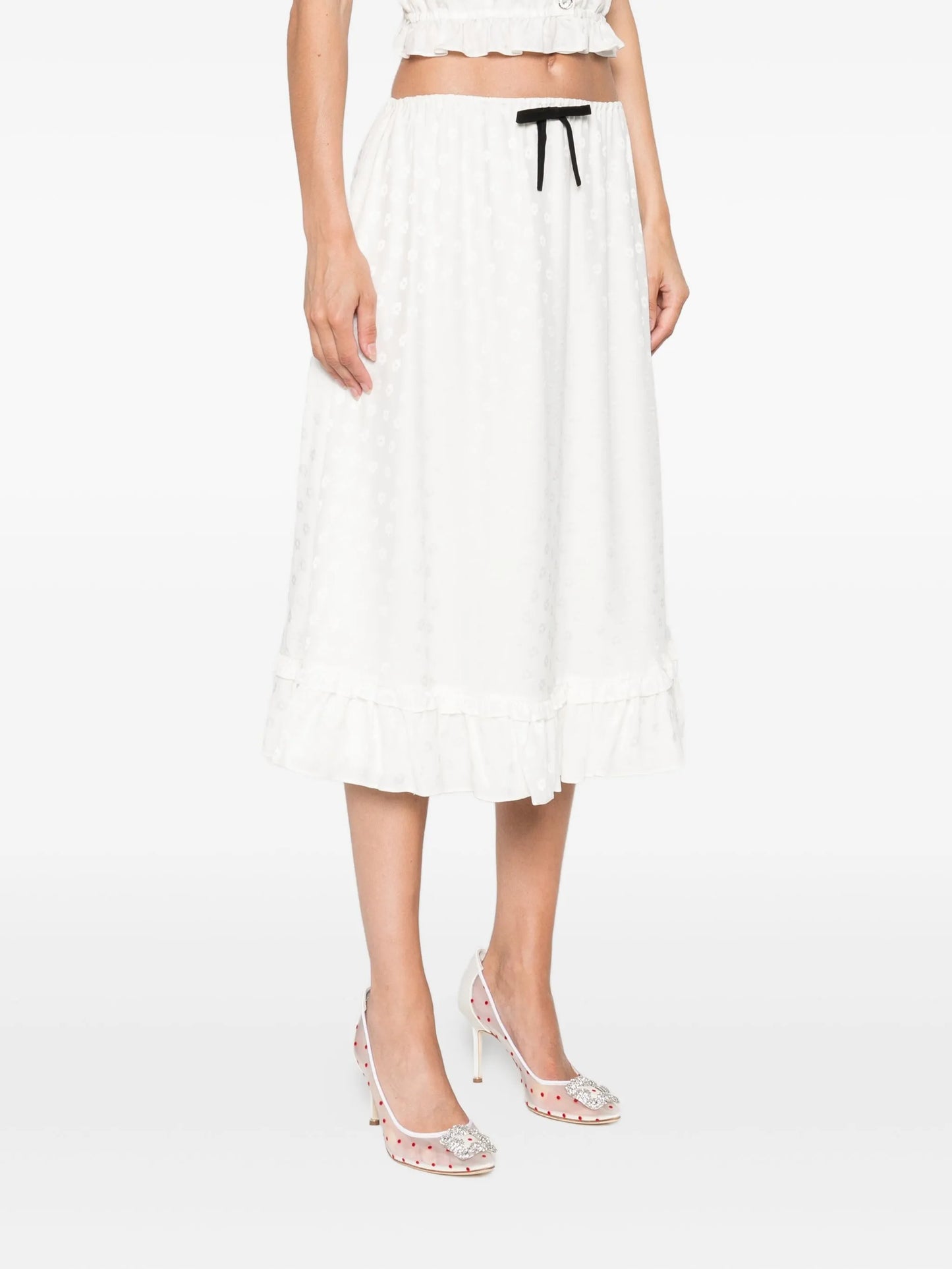 floral-jacquard midi skirt