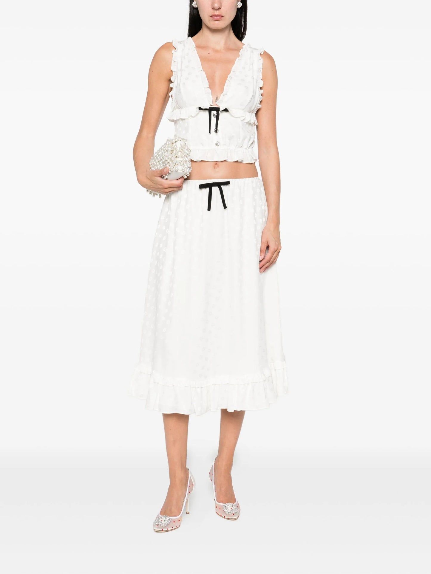 floral-jacquard midi skirt