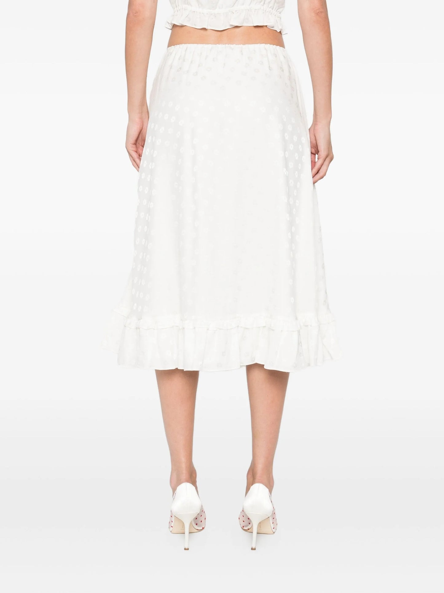 floral-jacquard midi skirt