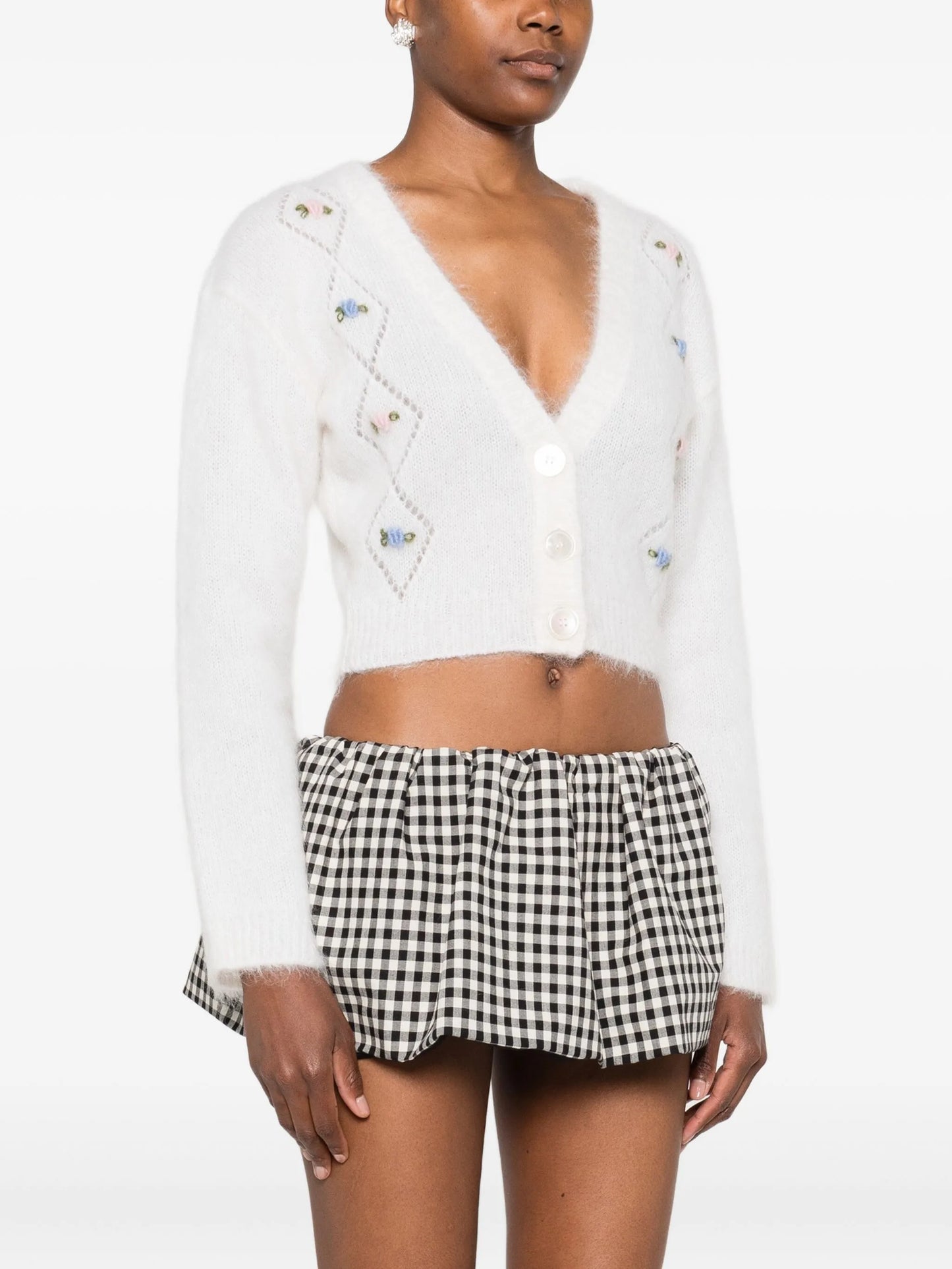 floral-embroidered cardigan