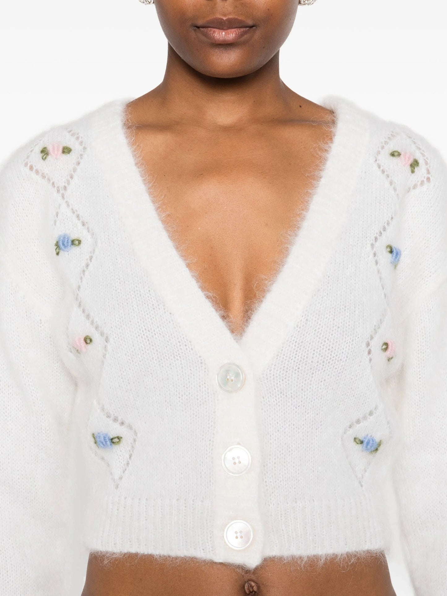 floral-embroidered cardigan