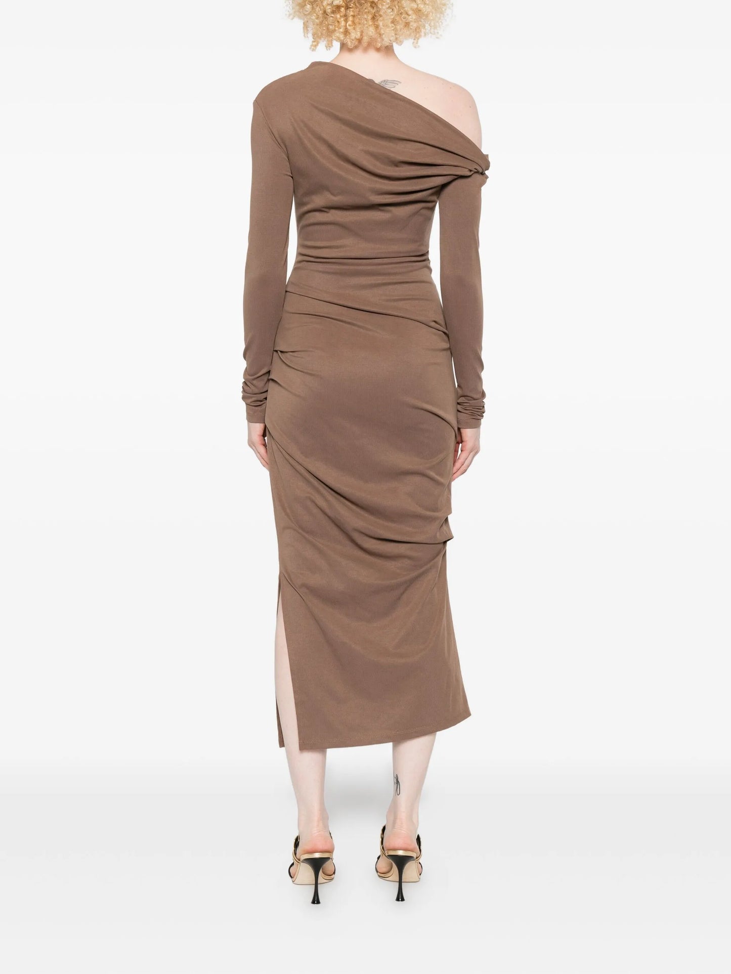 Manahou one-shoulder draped dress