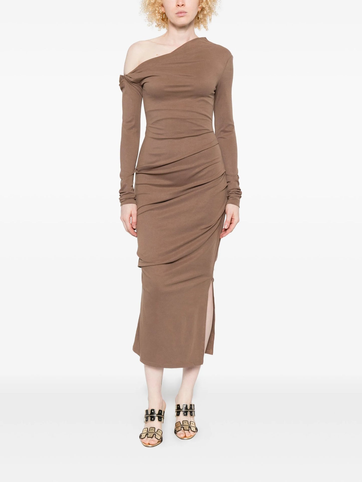Manahou one-shoulder draped dress