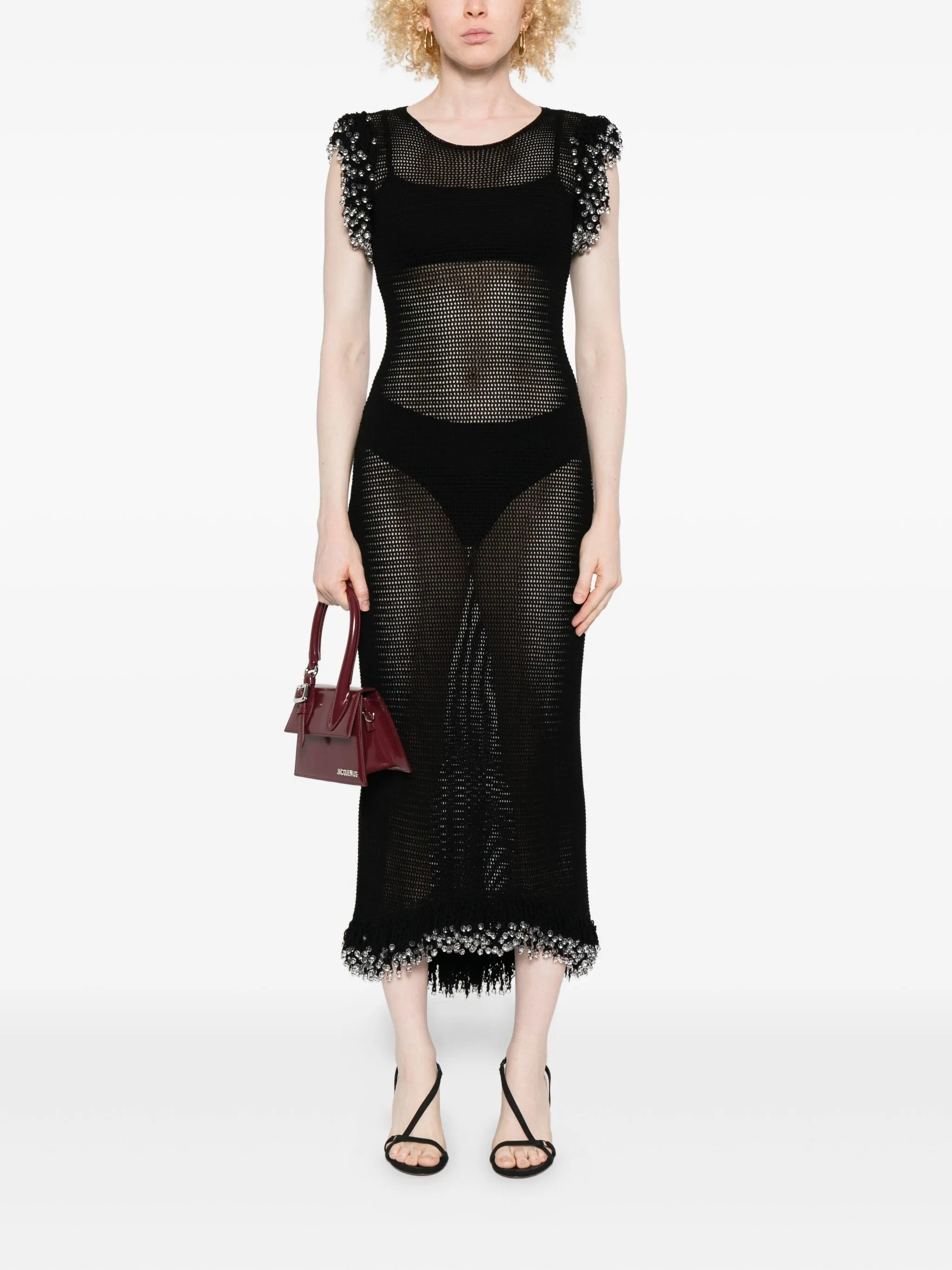 beaded fringed midi dress