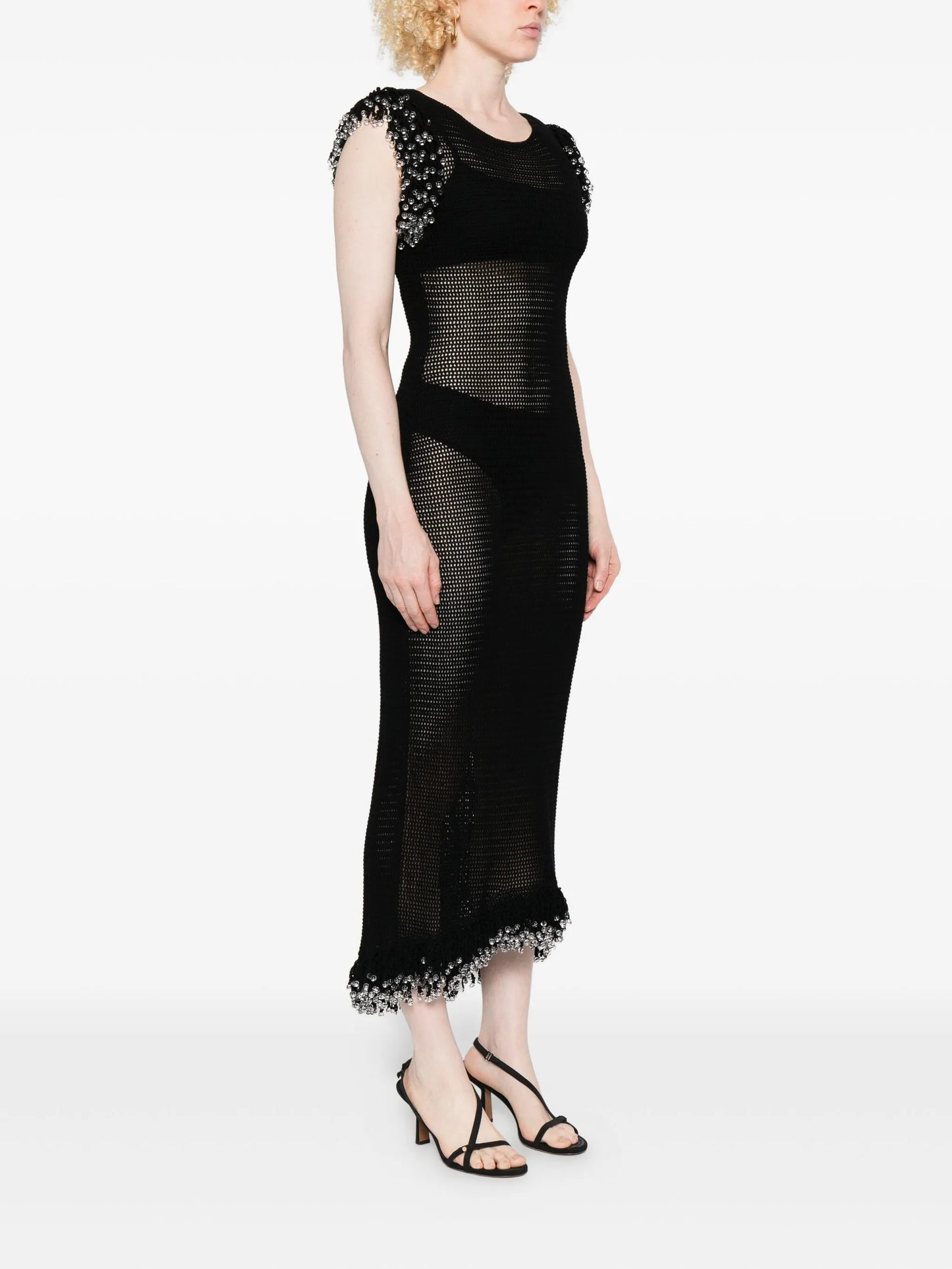 beaded fringed midi dress