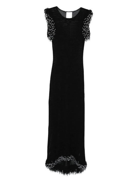 beaded fringed midi dress