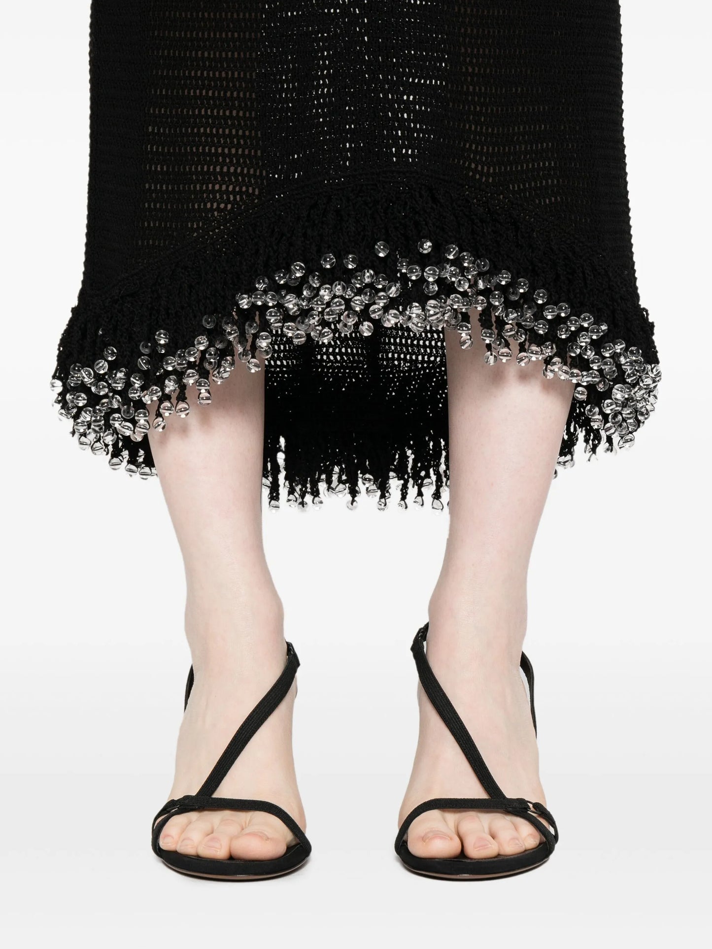 beaded fringed midi dress