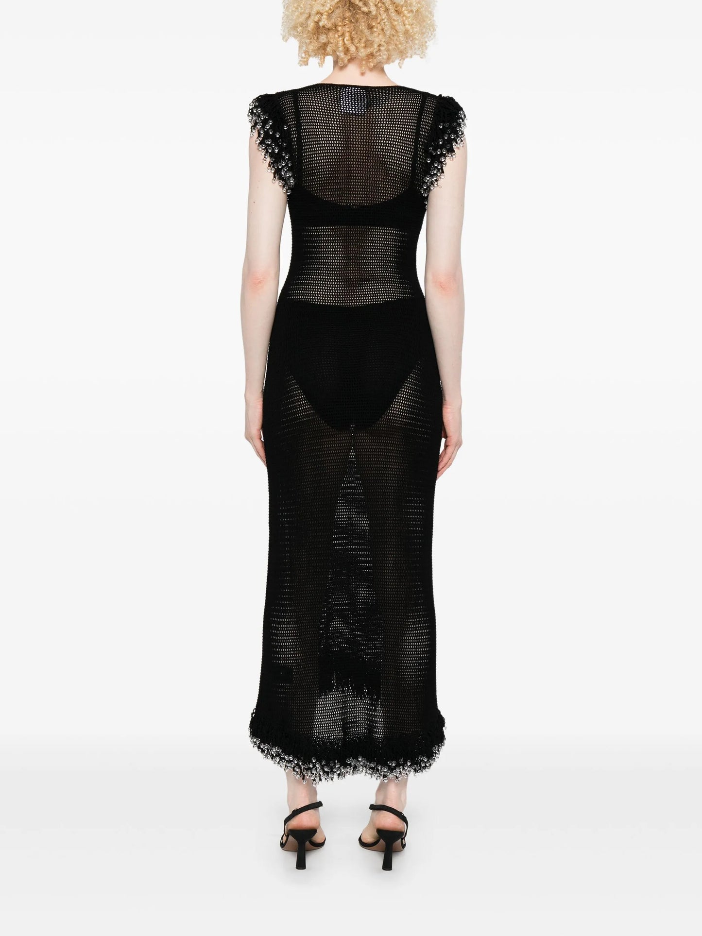 beaded fringed midi dress