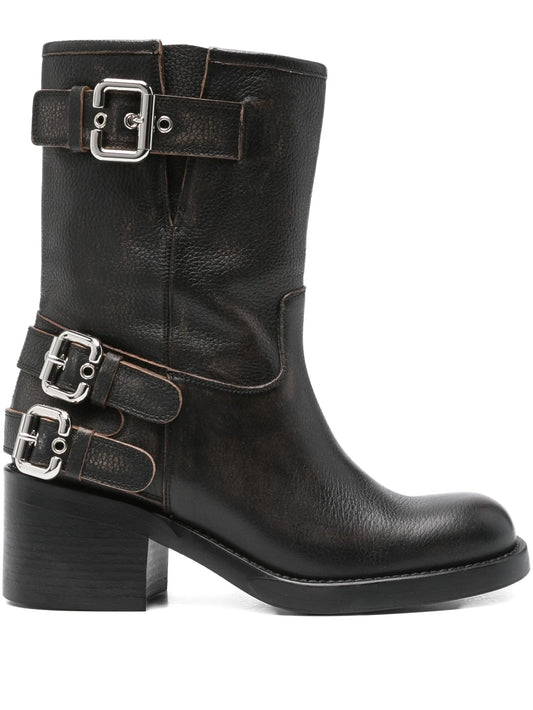 60mm leather biker boots