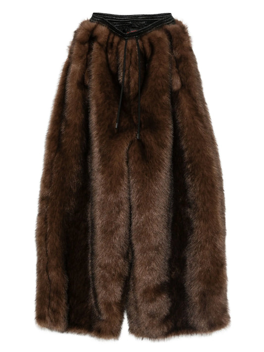 Bontan faux-fur drawstring trousers