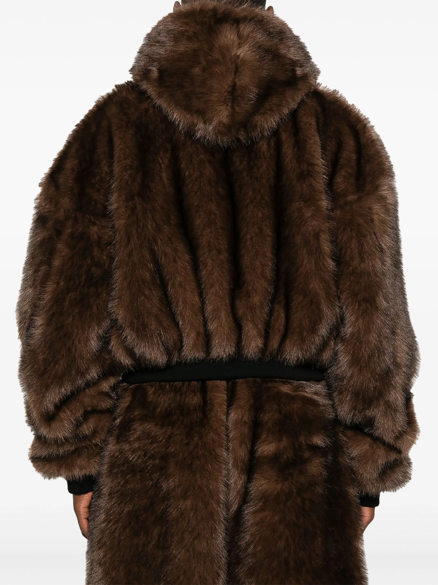 hooded faux-fur jacket