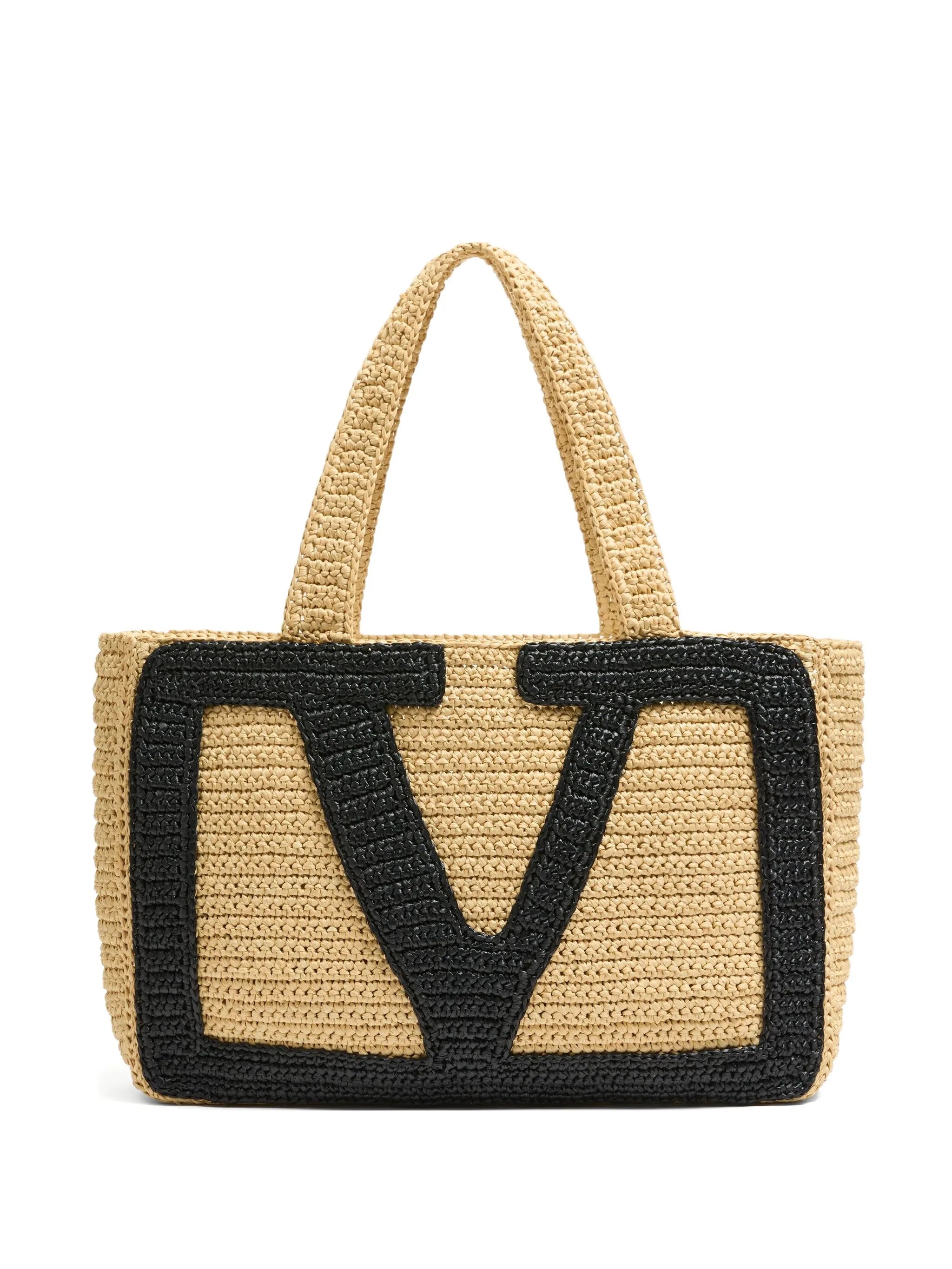 large Viva Superstar raffia tote bag