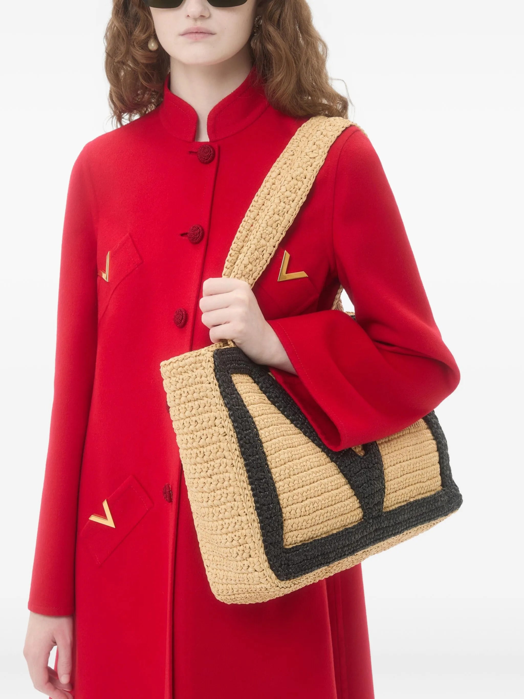 large Viva Superstar raffia tote bag
