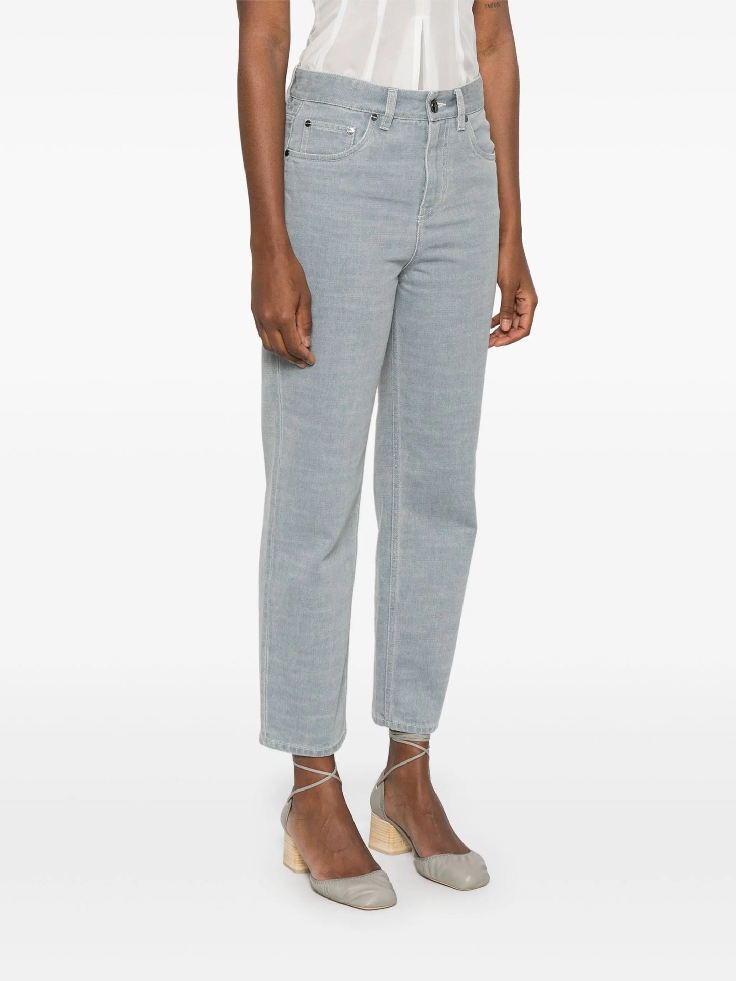 logo-embossed jeans