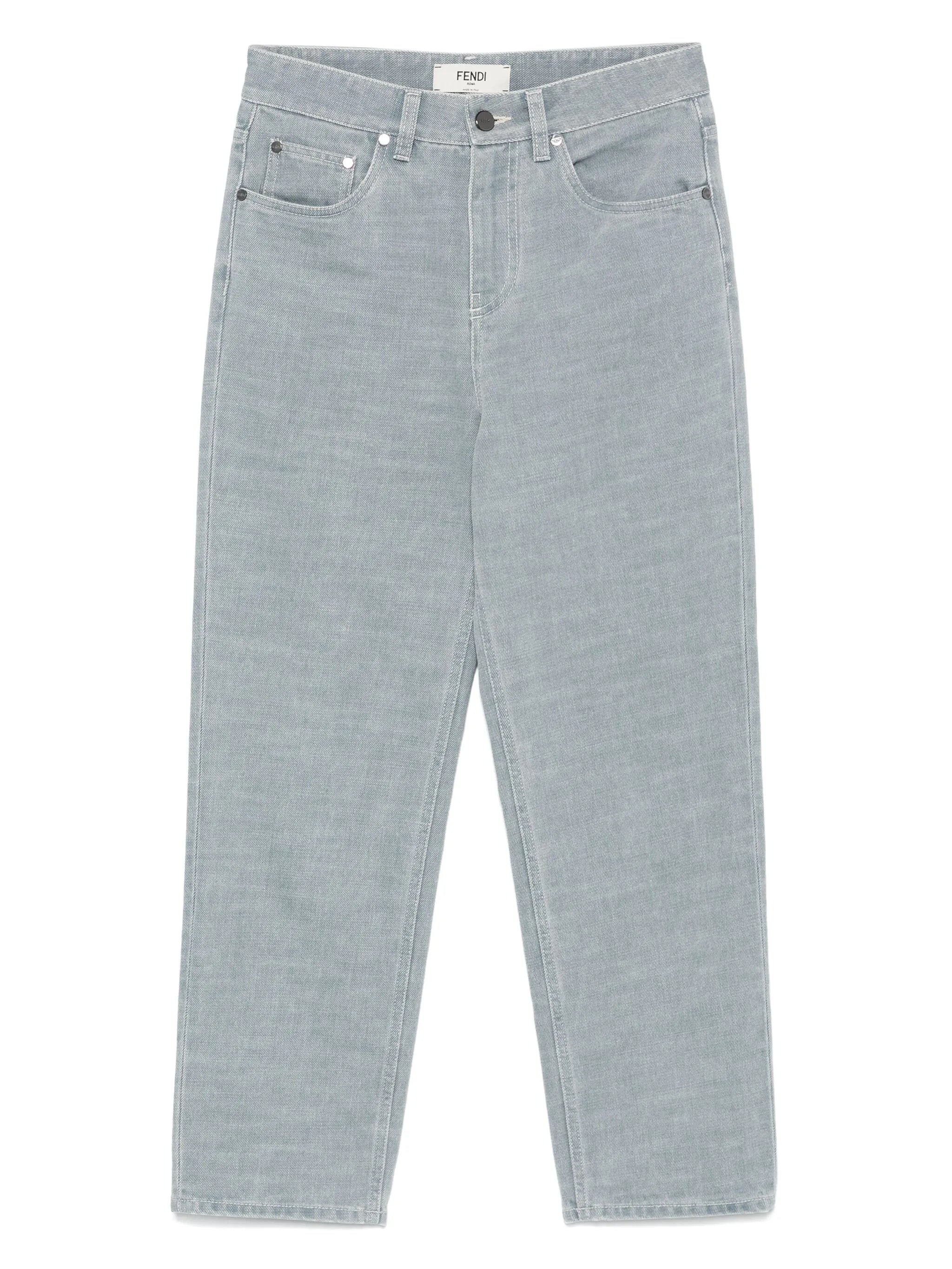 logo-embossed jeans