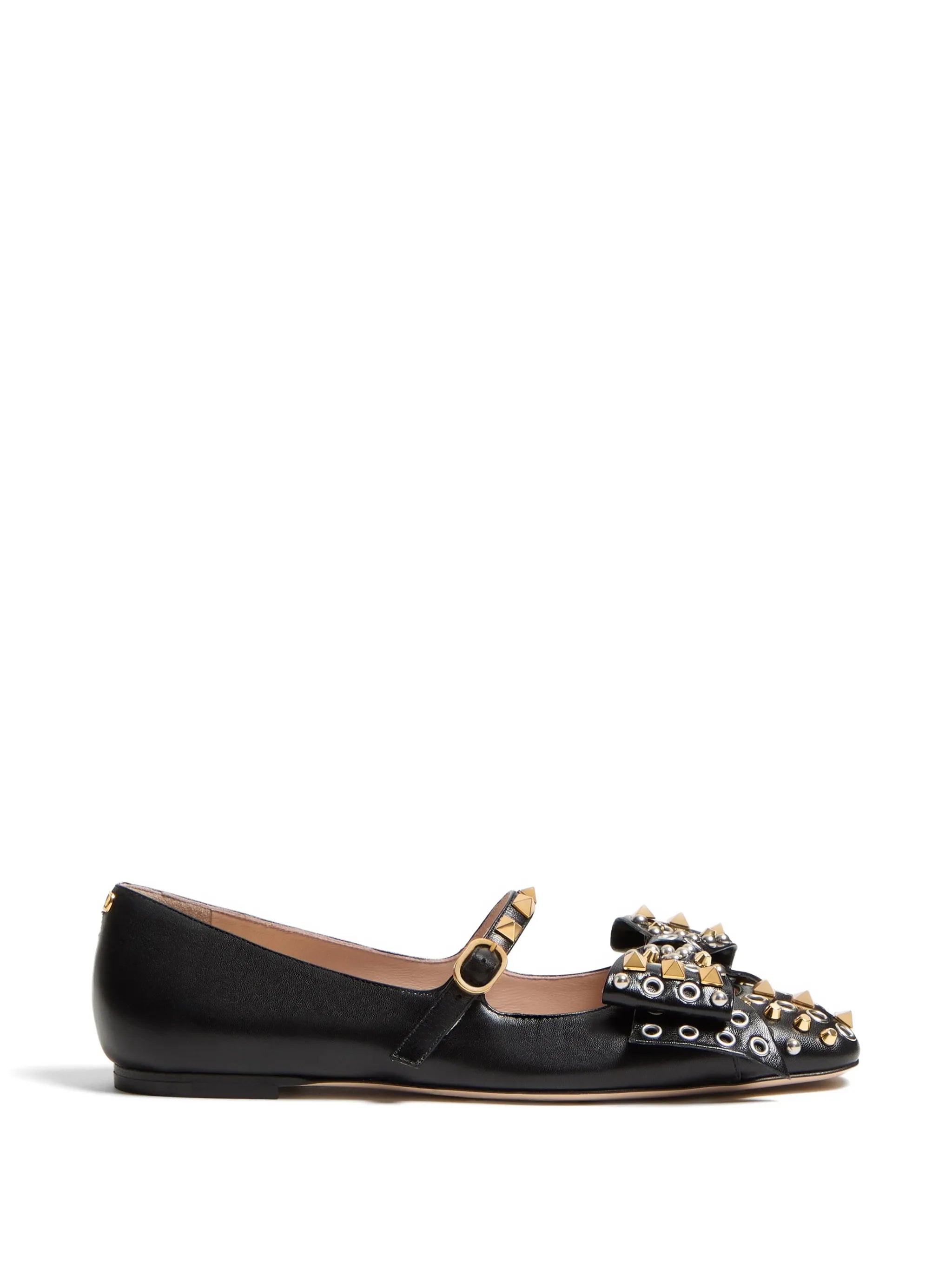 Mary-Jane Bowow ballerina in kidskin with studs