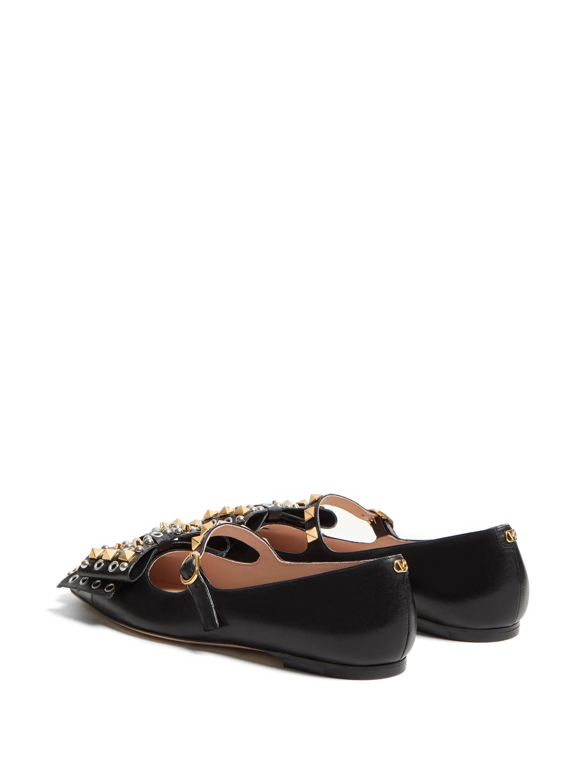 Mary-Jane Bowow ballerina in kidskin with studs