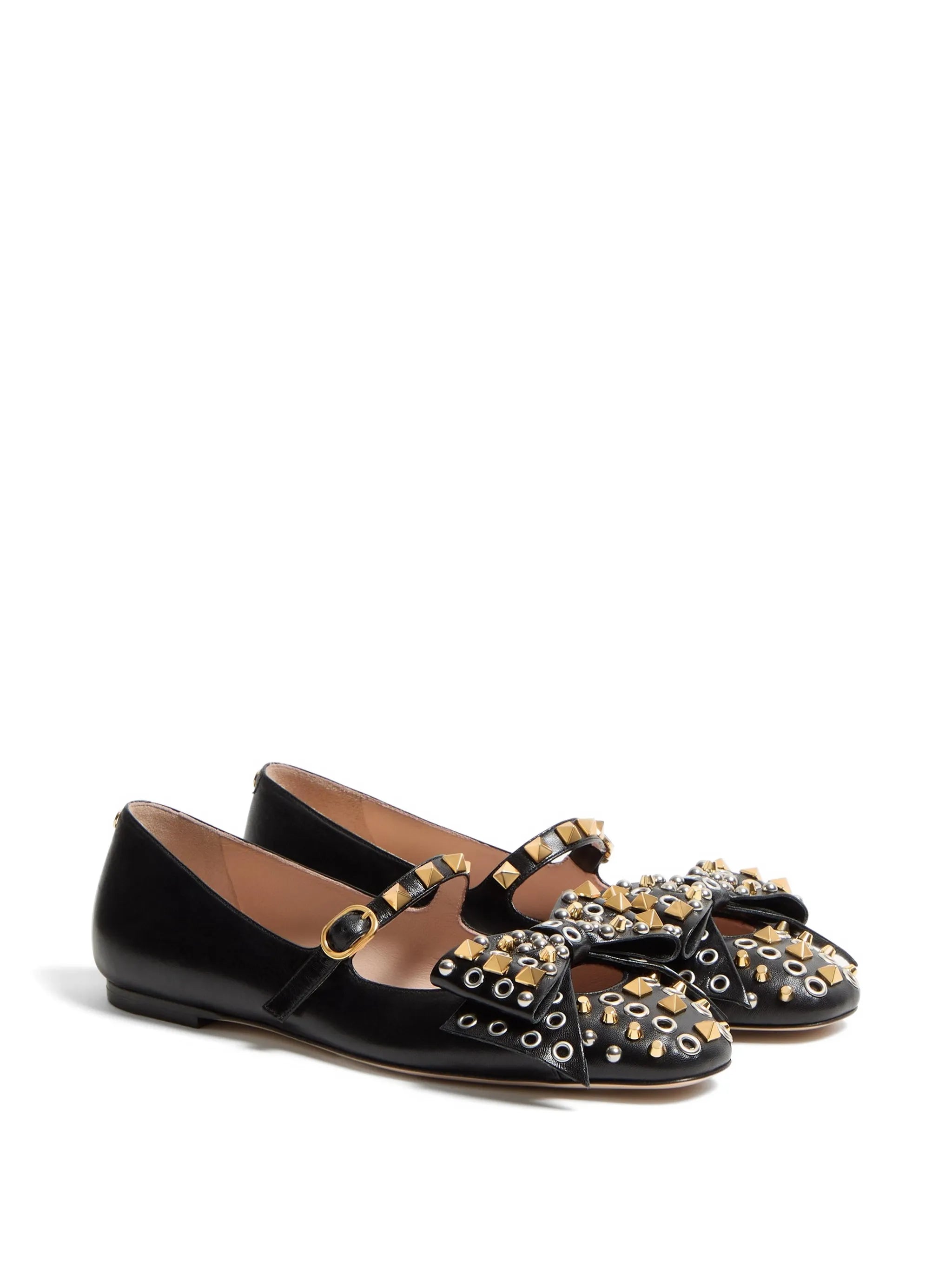 Mary-Jane Bowow ballerina in kidskin with studs