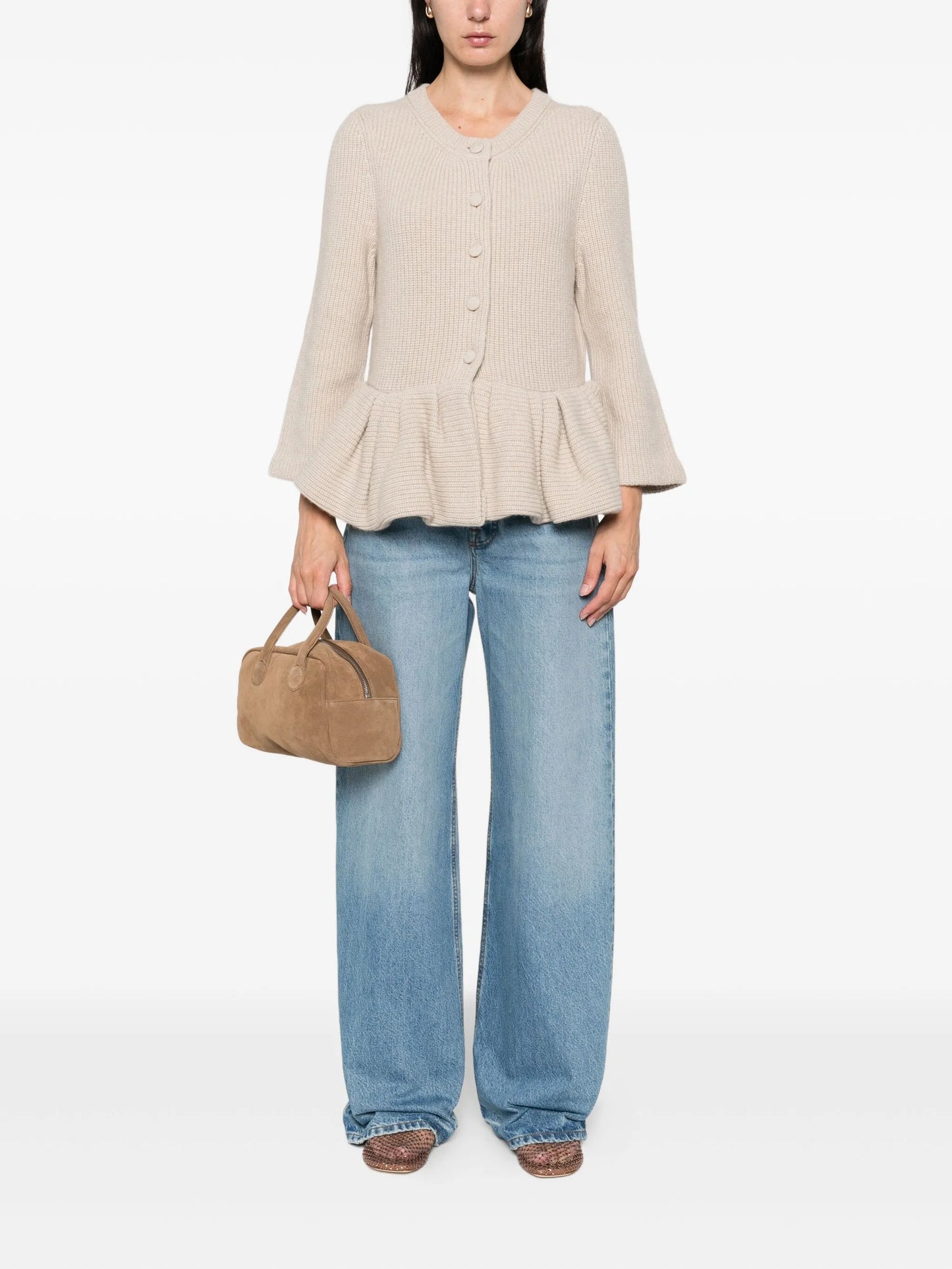 peplum knitted cardigan