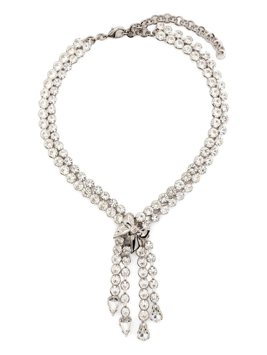 crystal-embellished fringed necklace