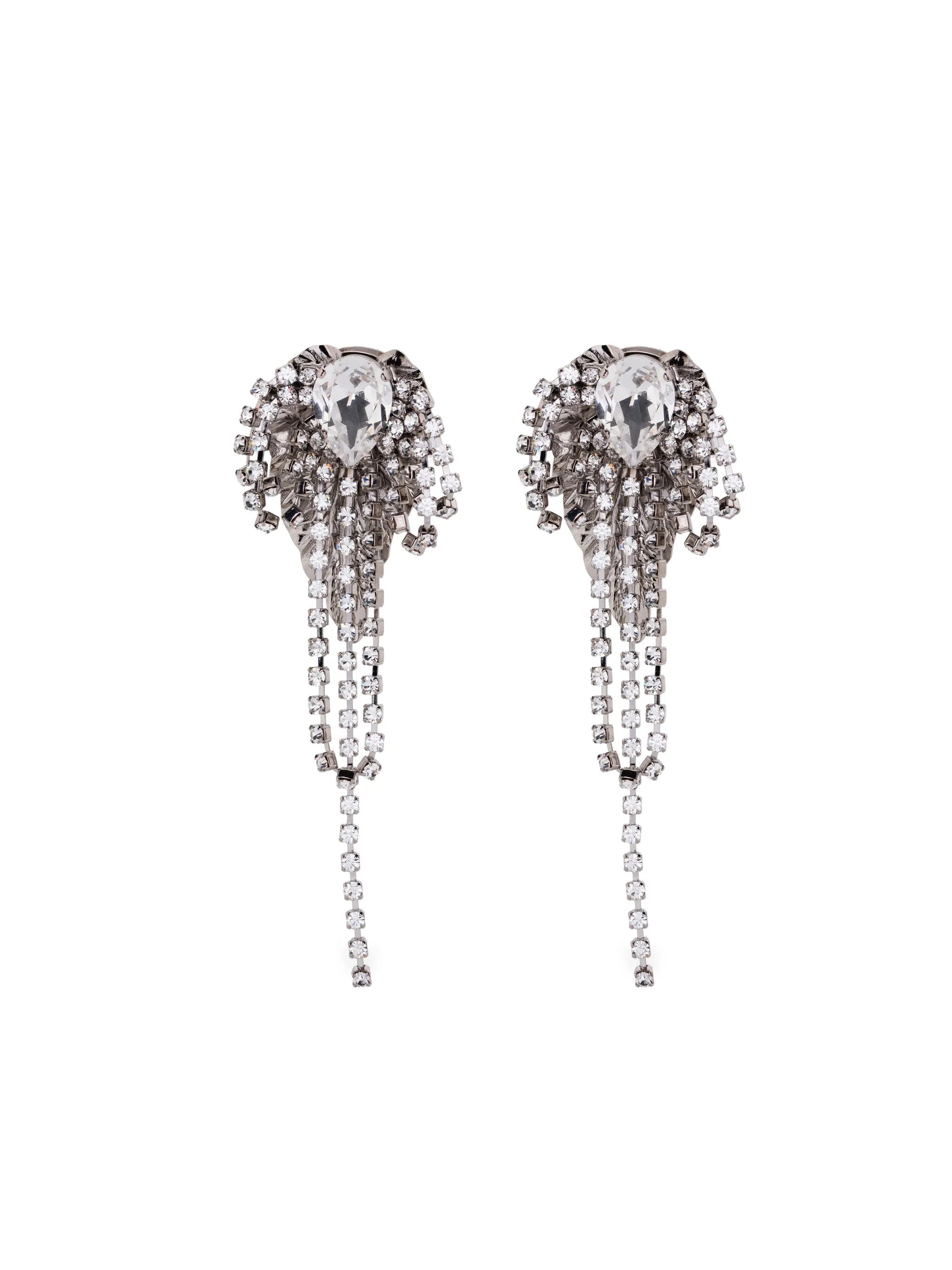 crystal-embellished fringed earrings