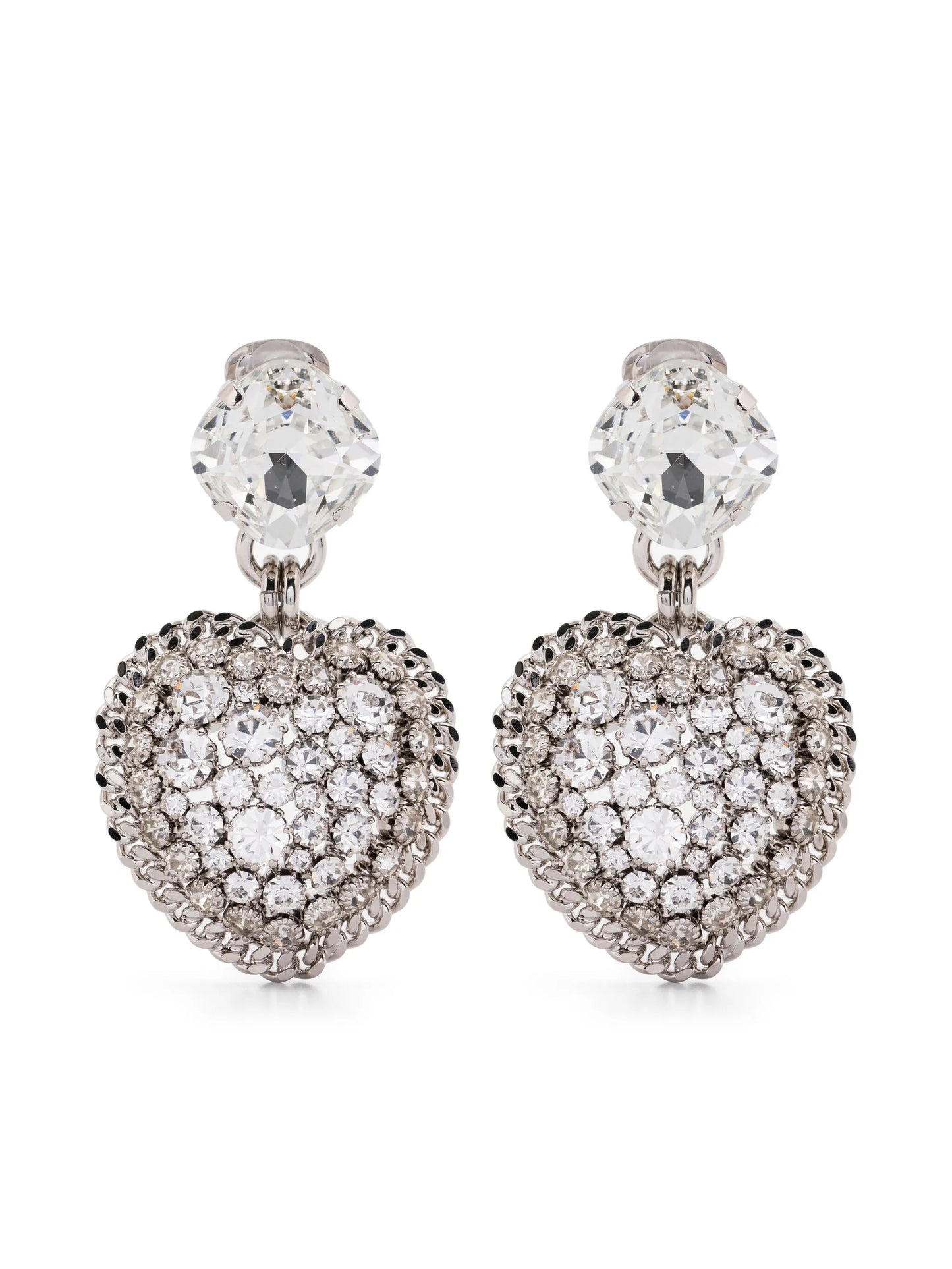 crystal-embellished heart-shape earrings