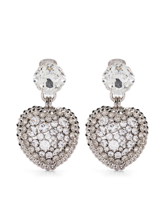 crystal-embellished heart-shape earrings